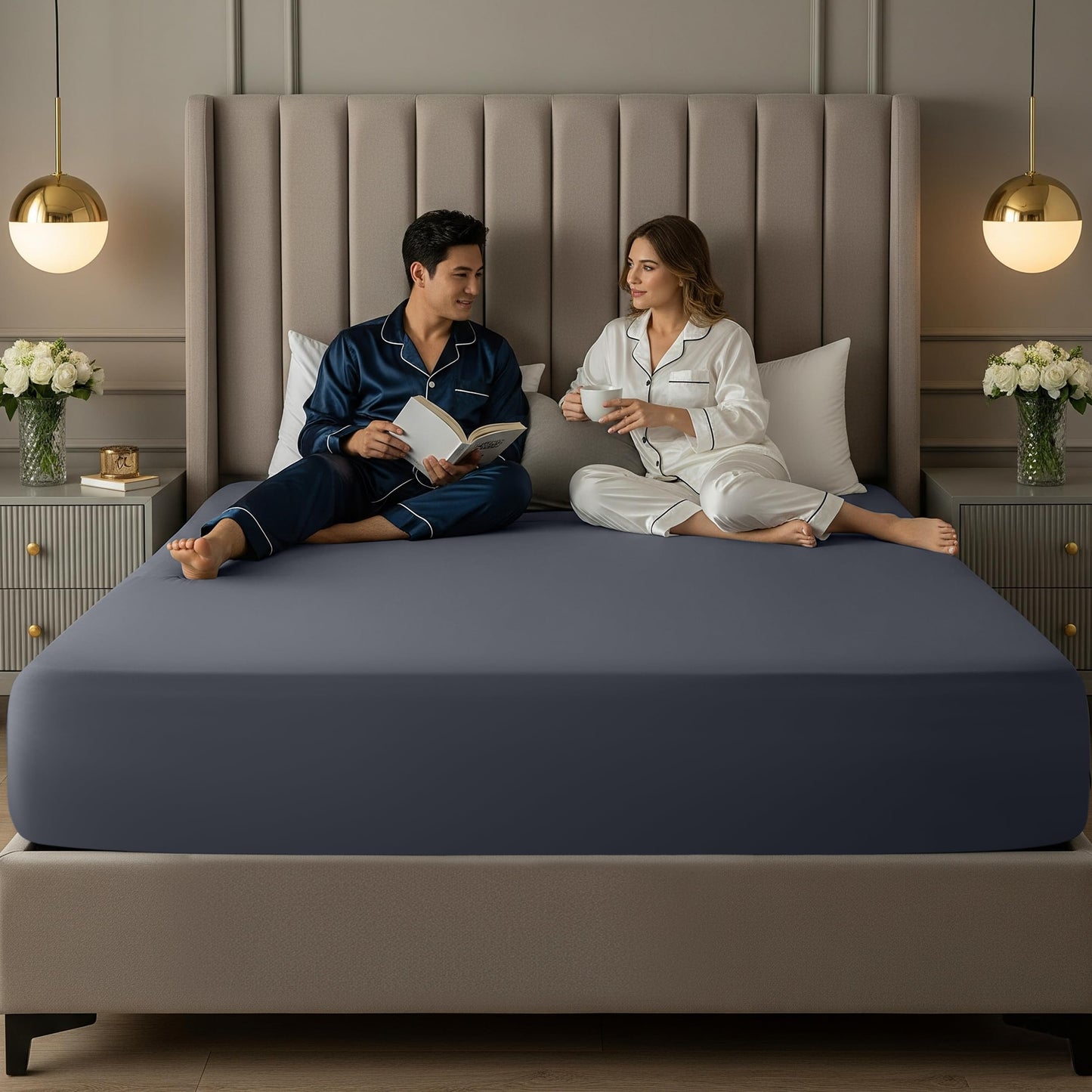 Utopia Bedding Extra Deep Pocket Queen Fitted Sheet, Fits up to 21 Inch Mattress - Hotel Luxury, Soft, Breathable and Comfy - Shrinkage and Fade Resistant - Easy Care (Grey)