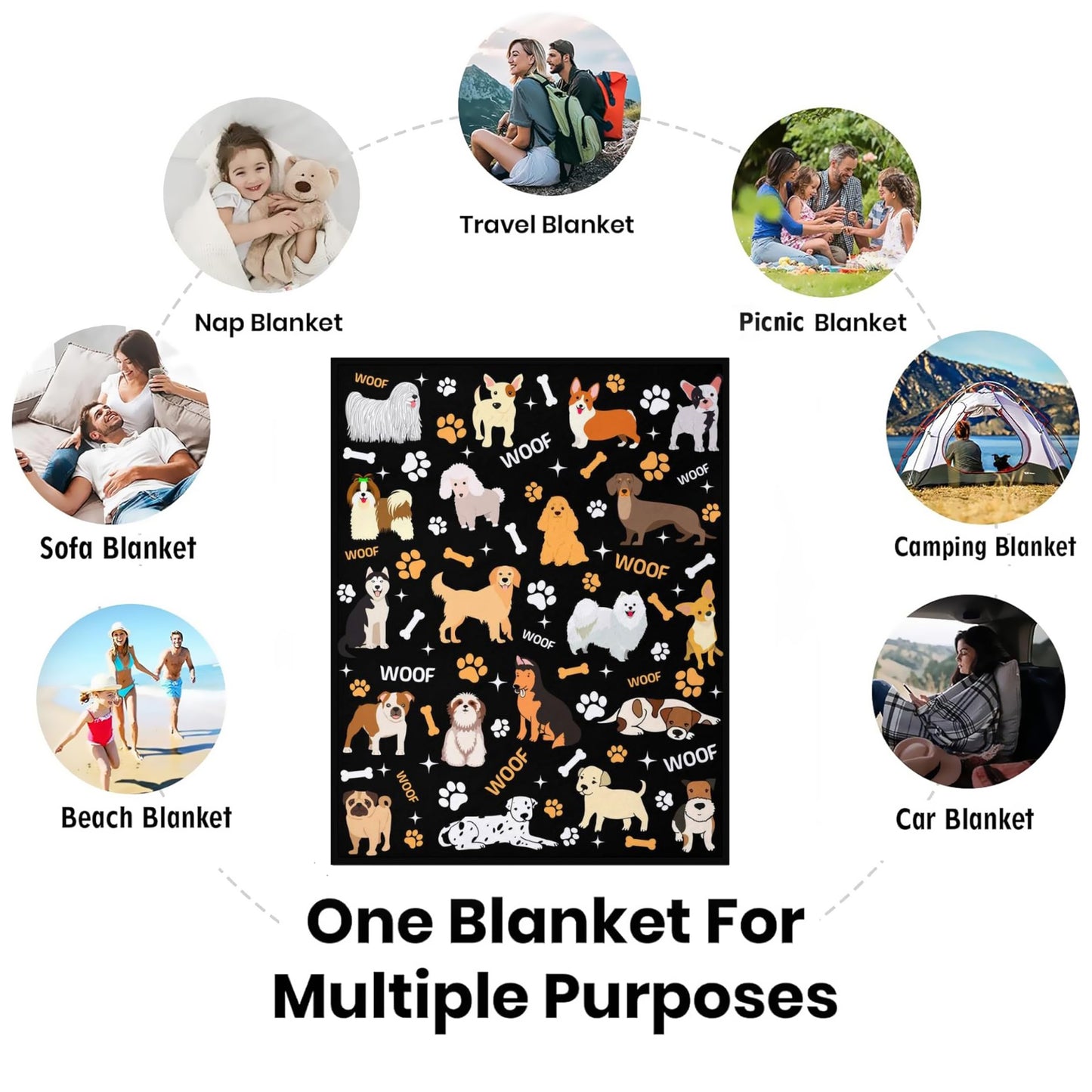 Dog Blanket Puppy Plush Gifts for Girls Women Soft Cozy Flannel Dogs Animal Throw Blanket Bedding Decor Dog Gifts for Dogs Lovers for Kids Adults 50"X40"