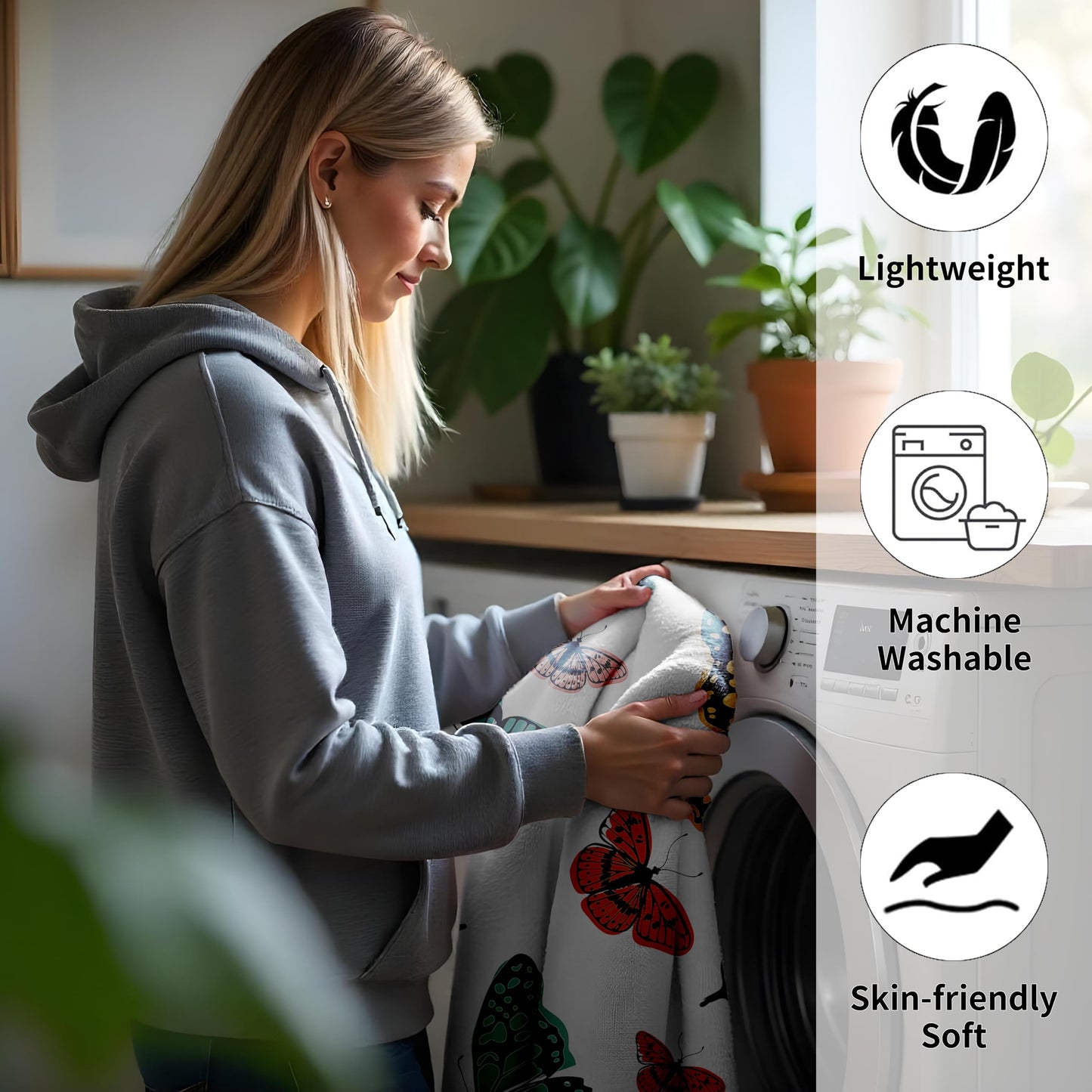 Butterfly - Themed Soft Flannel Blanket Lightweight Decor for Home, Great Gift for All Seasons for Women, Girls, and Lovers of Butterflies (50"x60")