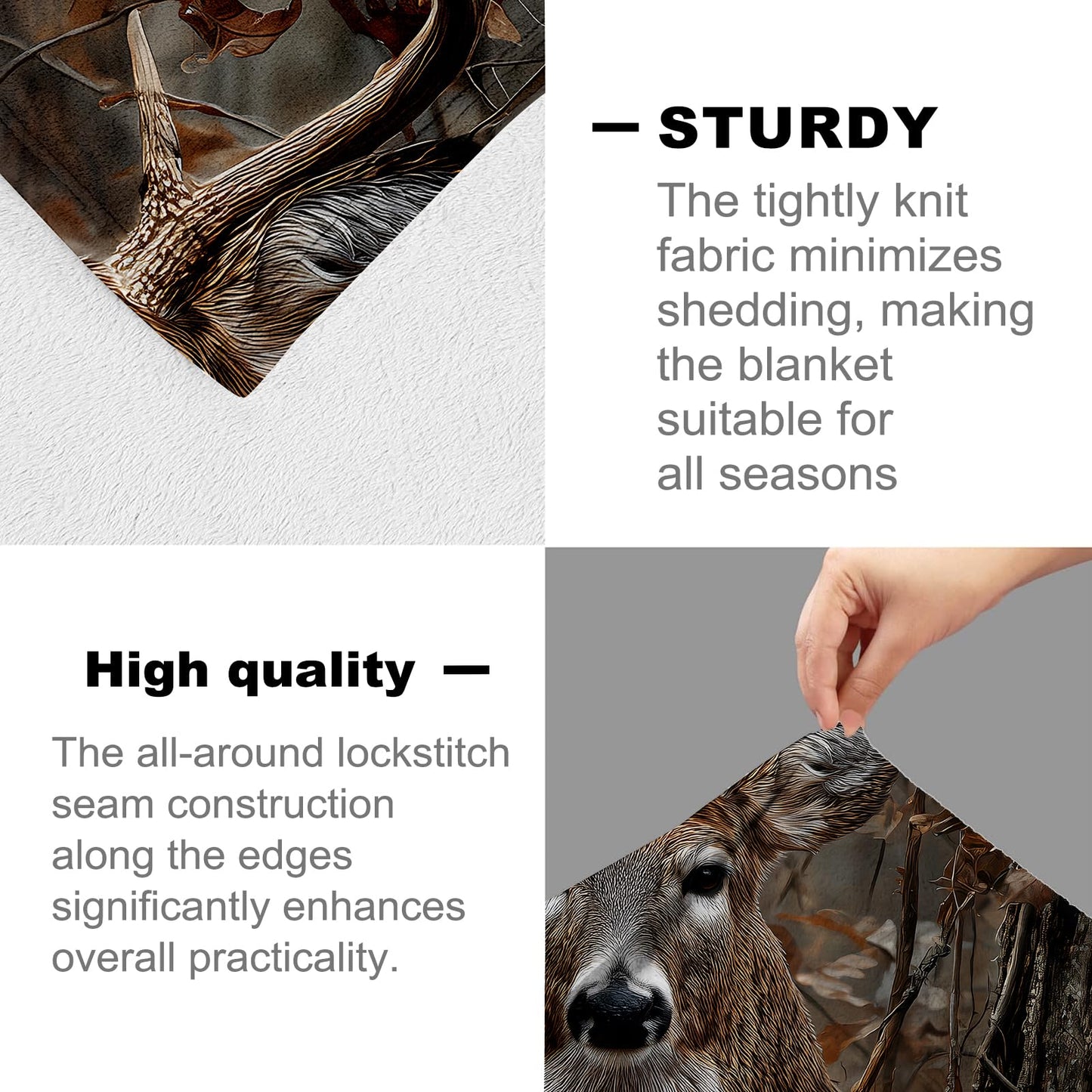 cromcu Deer Blanket for Hunting Lovers, Realistic Woodland Camo Flannel Blankets, Hunting Camping Gifts, Brown Soft Warm Cozy Throws for Sofa Couch Bed Living Room Bedroom Home Decor 60" x 50"