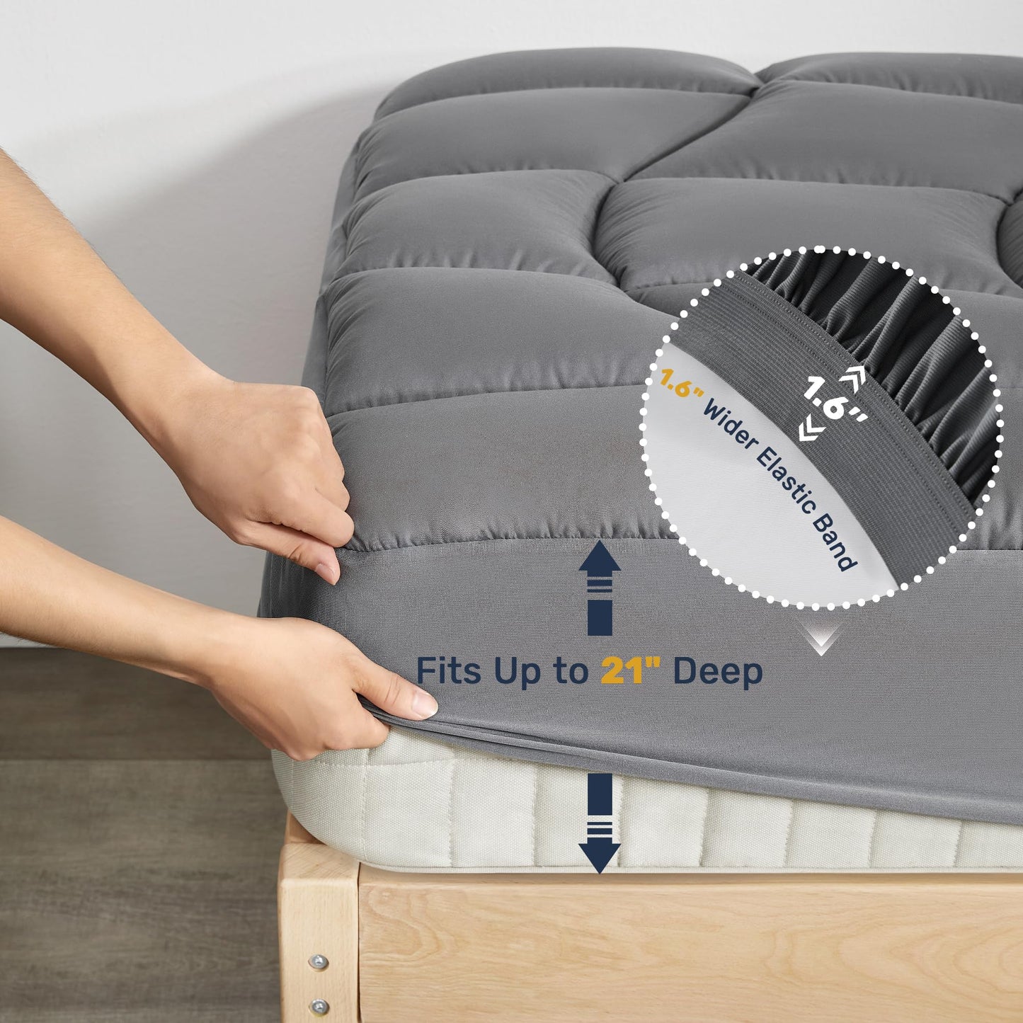 Unikome Waterproof Twin Mattress Protector - Soft Breathable Microfiber Bed Cover with Deep Pocket (Fits 8-21 Inches), Certified for Safer Chemicals (Grey, 39x75)
