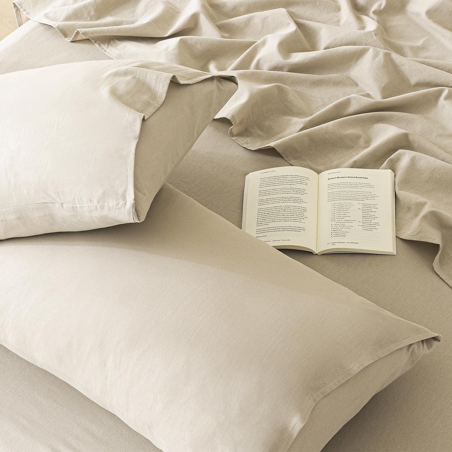 Myjov 100% Linen Pillowcase Queen Size Set of 2 - Soft Breathable Washed Solid Color Pillow Cases for All Season, Natural Cooling Linen Pillow Covers with Envelope Closure (Linen,Queen,20x30'')