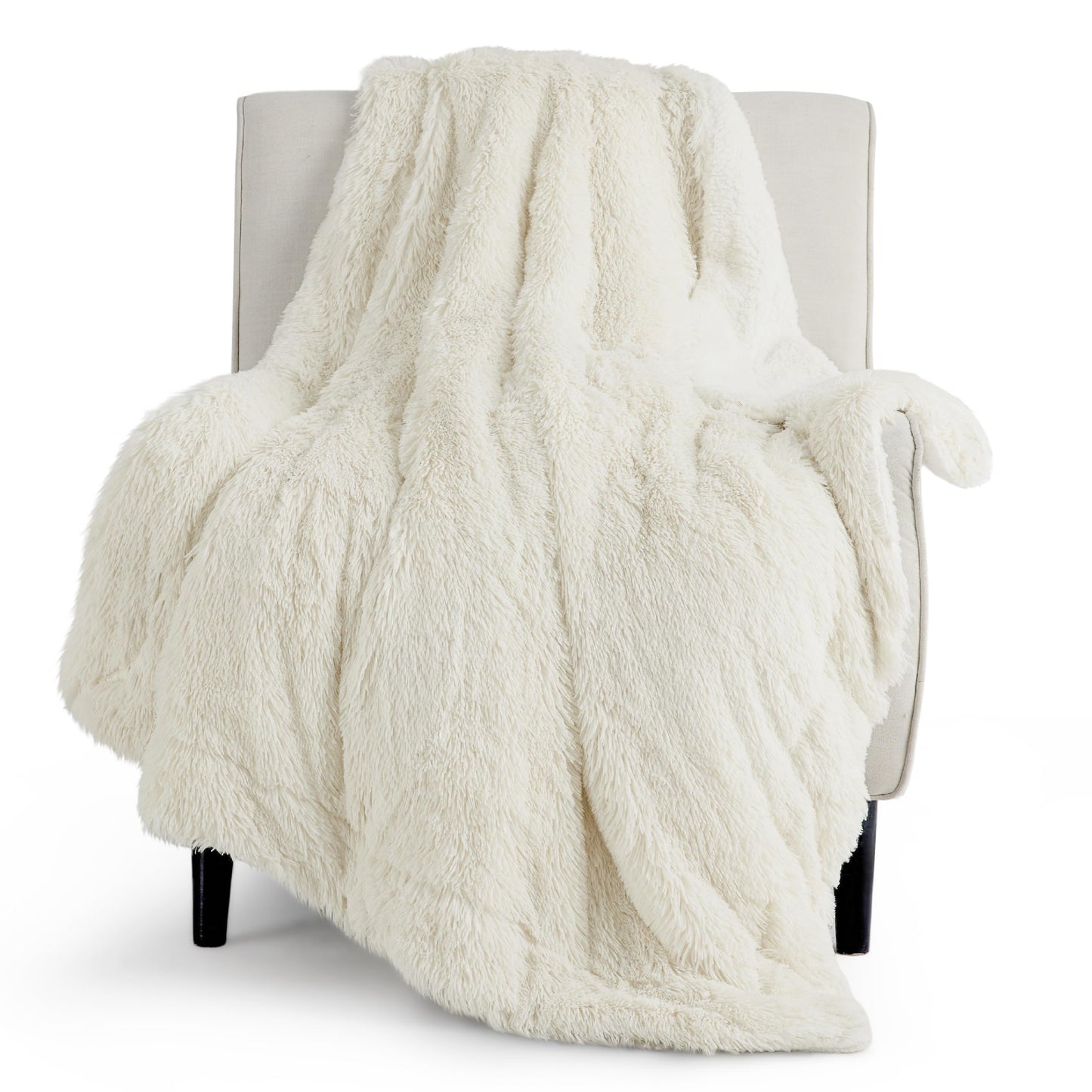Bedsure Bundle of 1 Sherpa Blanket 50x60 & 1 Faux Fur Blanket 50x60
