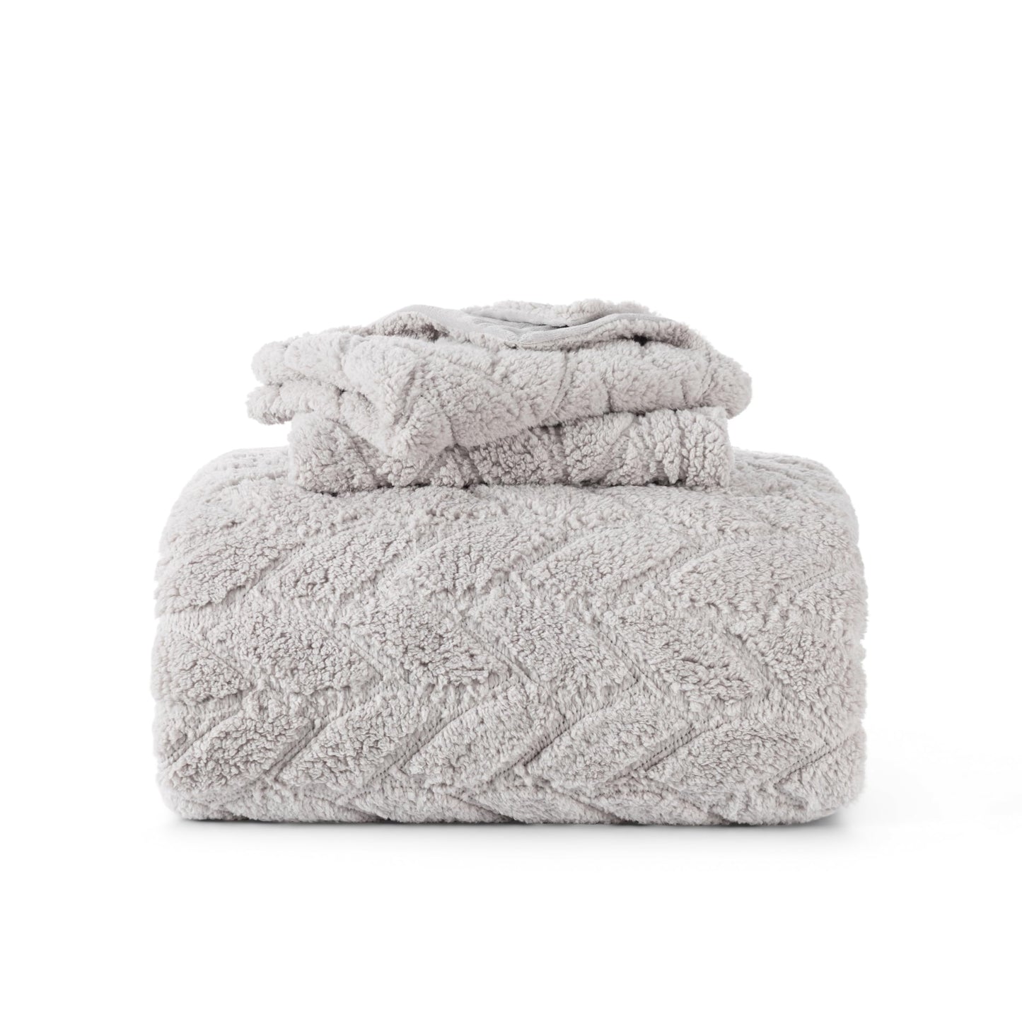 Berkshire Sherpa & Velvetloft Comforter Set Full/Queen, Luxuriously Warm Fleece Reversible Microfiber Plush Bedding Set with 1 Comforter(90"x90") and 2 Pillow Shams(24"x30"), Wisp Grey