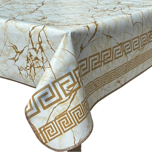 Decoser Heavy Duty Flannel Backed Vinyl Tablecloth with Flannel Backing Easy to Wipe-Clean Oilcloth Waterproof Plastic Square 55x55 inch White Table Cover