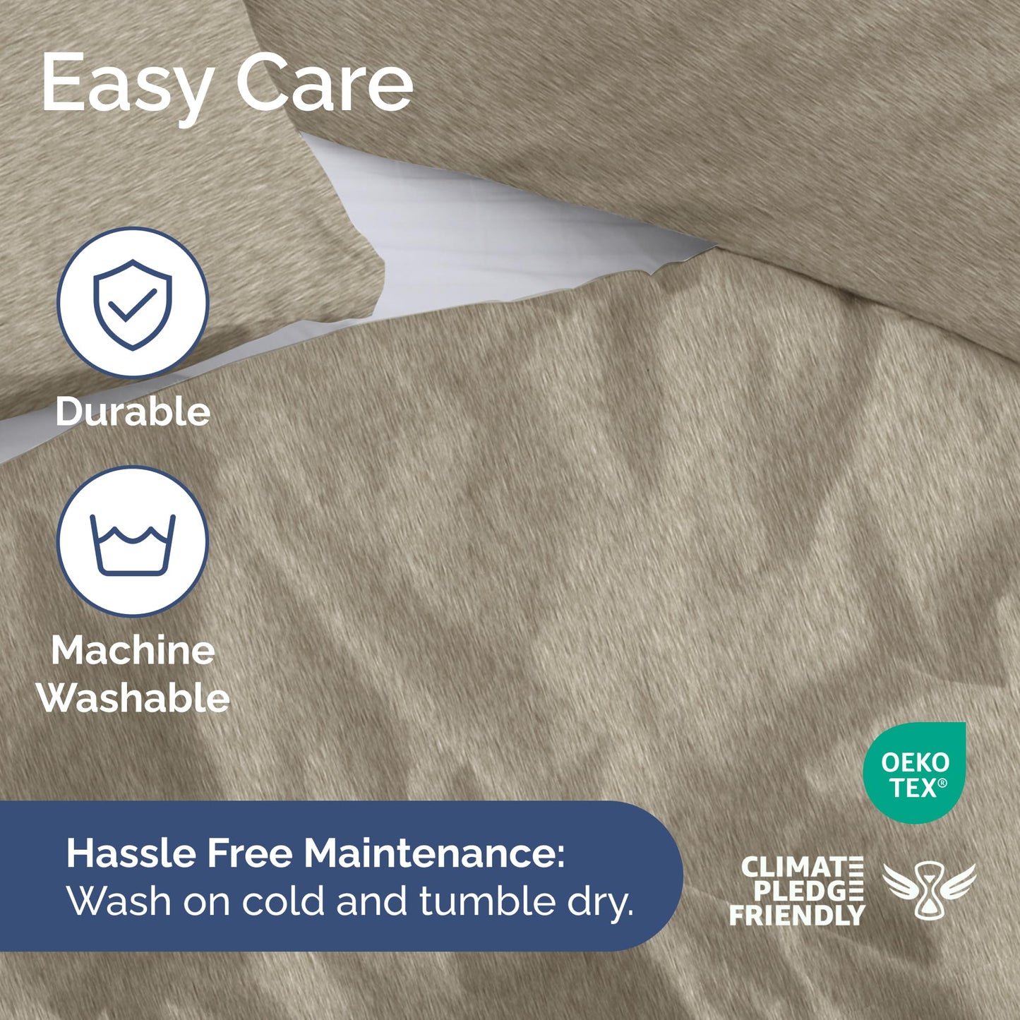 Duvet Cover Queen Size Set - Extra Soft Queen Duvet Cover 90" x 90" with 2 Pillow Shams - Hotel Luxury, Easy Care & Fade Free with Zipper Closures & Ties - Comfy, Cozy & Breathable (Heathered Beige)
