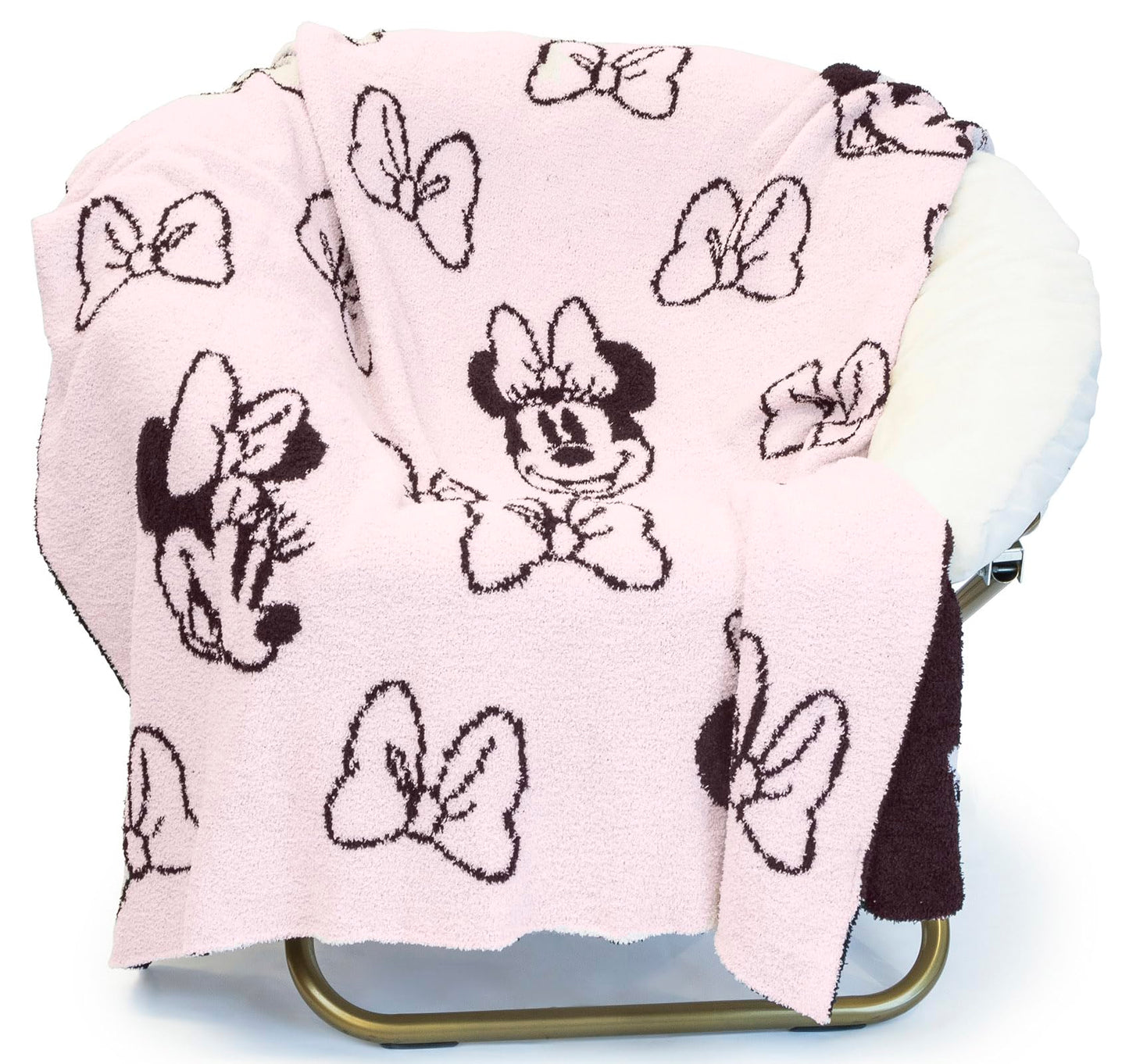 Jay Franco Disney Minnie Mouse Feather Knit Fluffy Throw Blanket for Girls - Light Pink Bows Fuzzy Blanket Measures 50 x 60 inch | Super Soft Lightweight Bedding