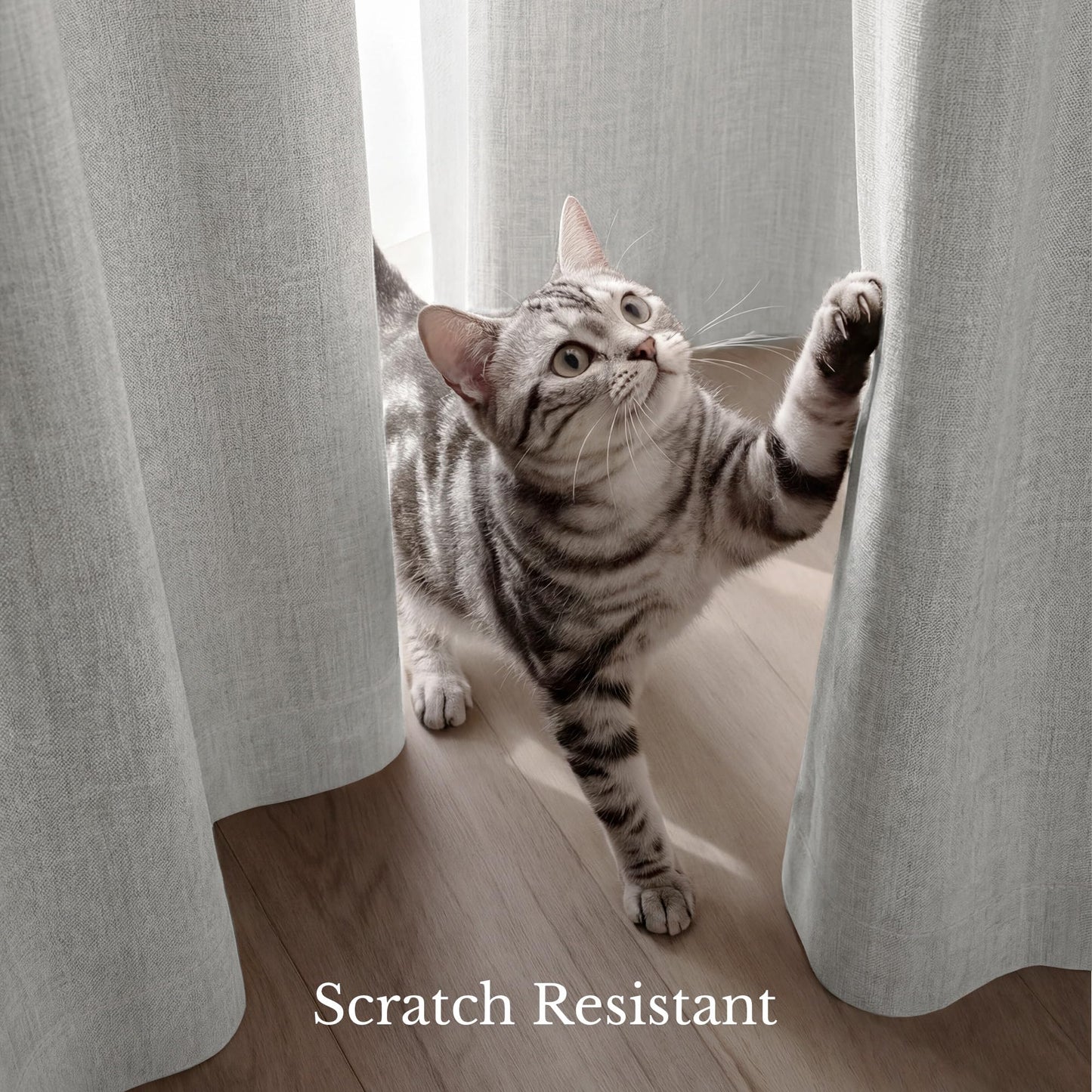NICETOWN Scratch-Proof 100% Blackout Cloudy White Curtains, High-Density Linen Blend Window Treatments Rod Pocket & Back Tab Thermal Drapes for Bedroom/Living Room, W52 x L84, 2 Panels