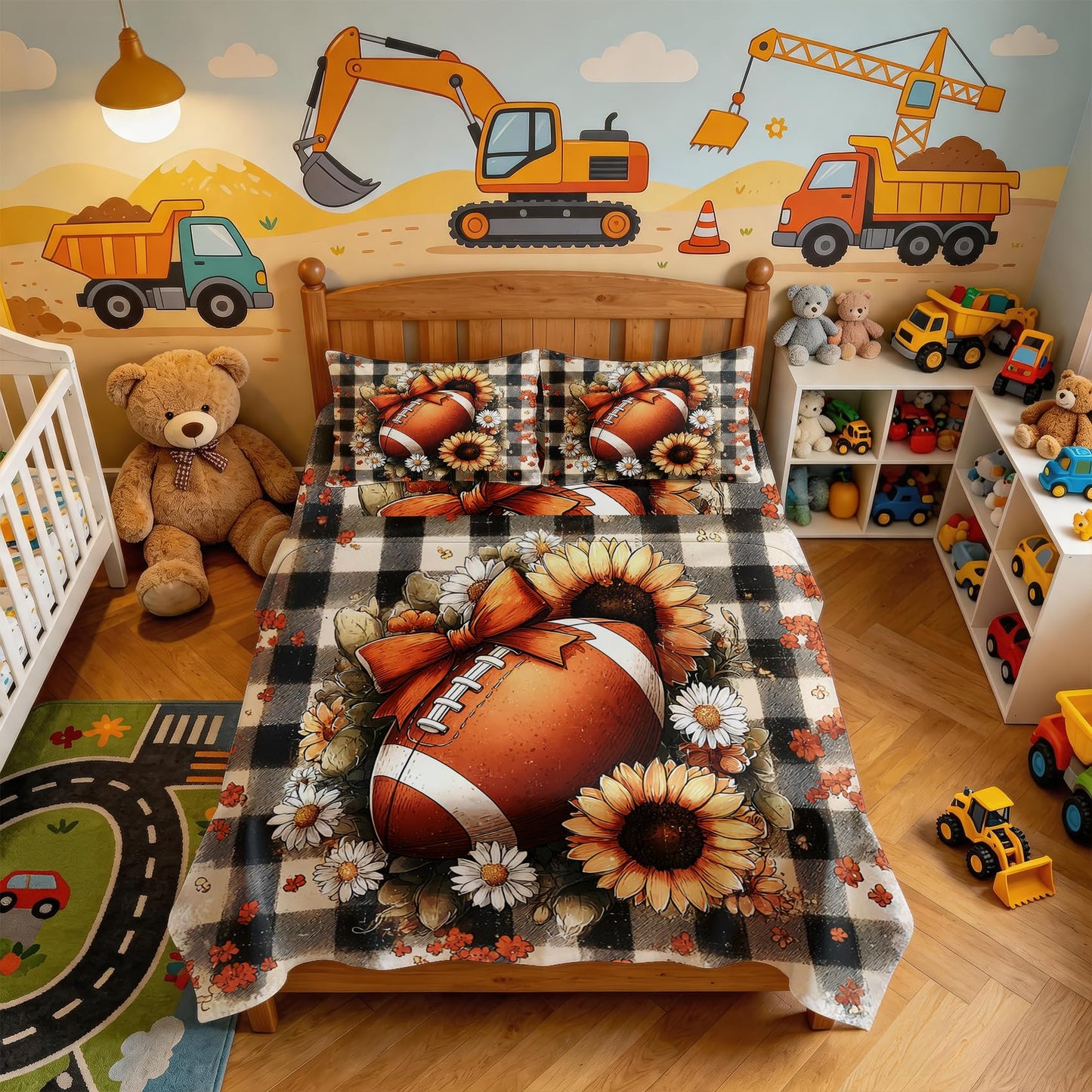 Football Queen Sheet Set 4 Pcs Sunflower Bed Sheets, Brown