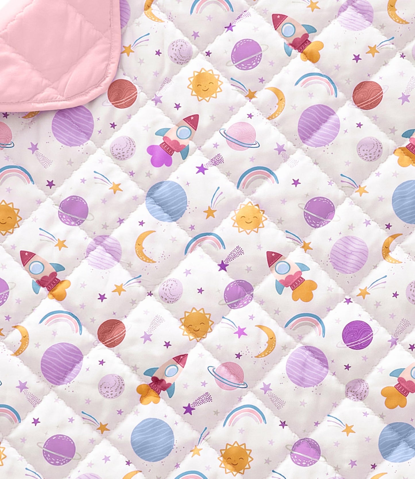 Space Girl Toddler Comforter - Down Alternative Toddler Microfiber Comforter - Lightweight & Warm Baby Quilt Blanket - Soft & Breathable - Kids Duvet Insert Crib & Stroller - Machine Washable - 39x47