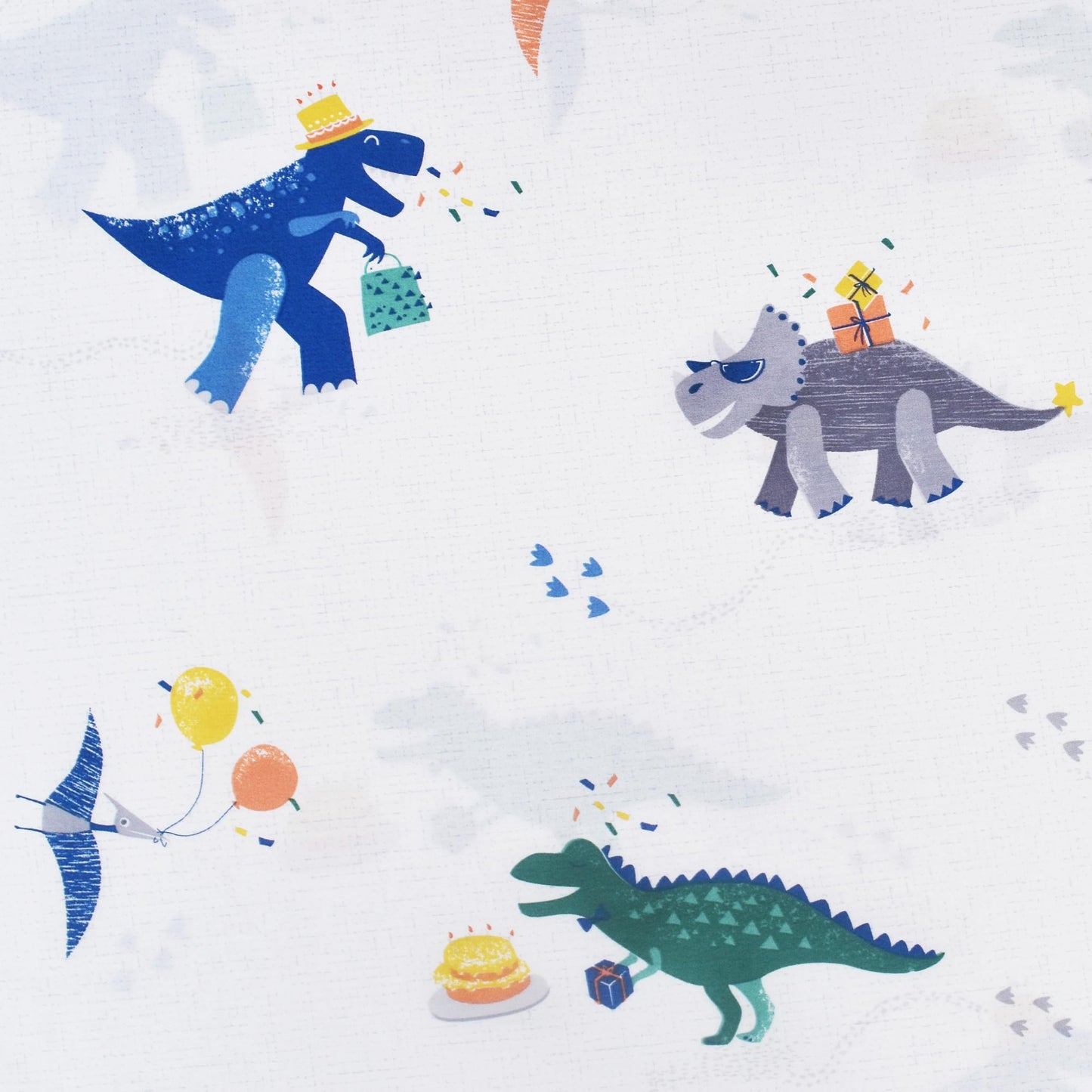 J-pinno Dinosaur Balloon Cake Gift Happy Birthday Party Full Sheet Set Boys Girls Bedroom Decoration Gift, 100% Cotton, Flat Sheet + Fitted Sheet + Pillowcase Bedding Set