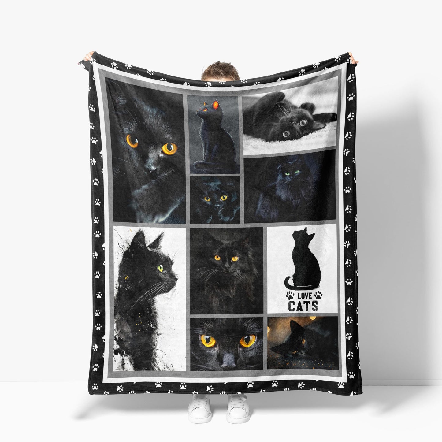 Cat Throw Blanket Soft Warm Cozy Black Cats Blankets Fuzzy Plush Fleece Cat Blanket Gifts for Couch Bed Sofa Home Decor 40''X50''