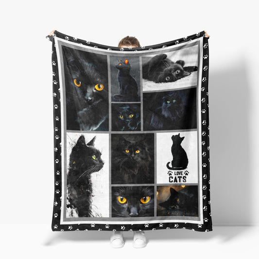 Cat Throw Blanket Soft Warm Cozy Black Cats Blankets Fuzzy Plush Fleece Cat Blanket Gifts for Couch Bed Sofa Home Decor 40''X50''