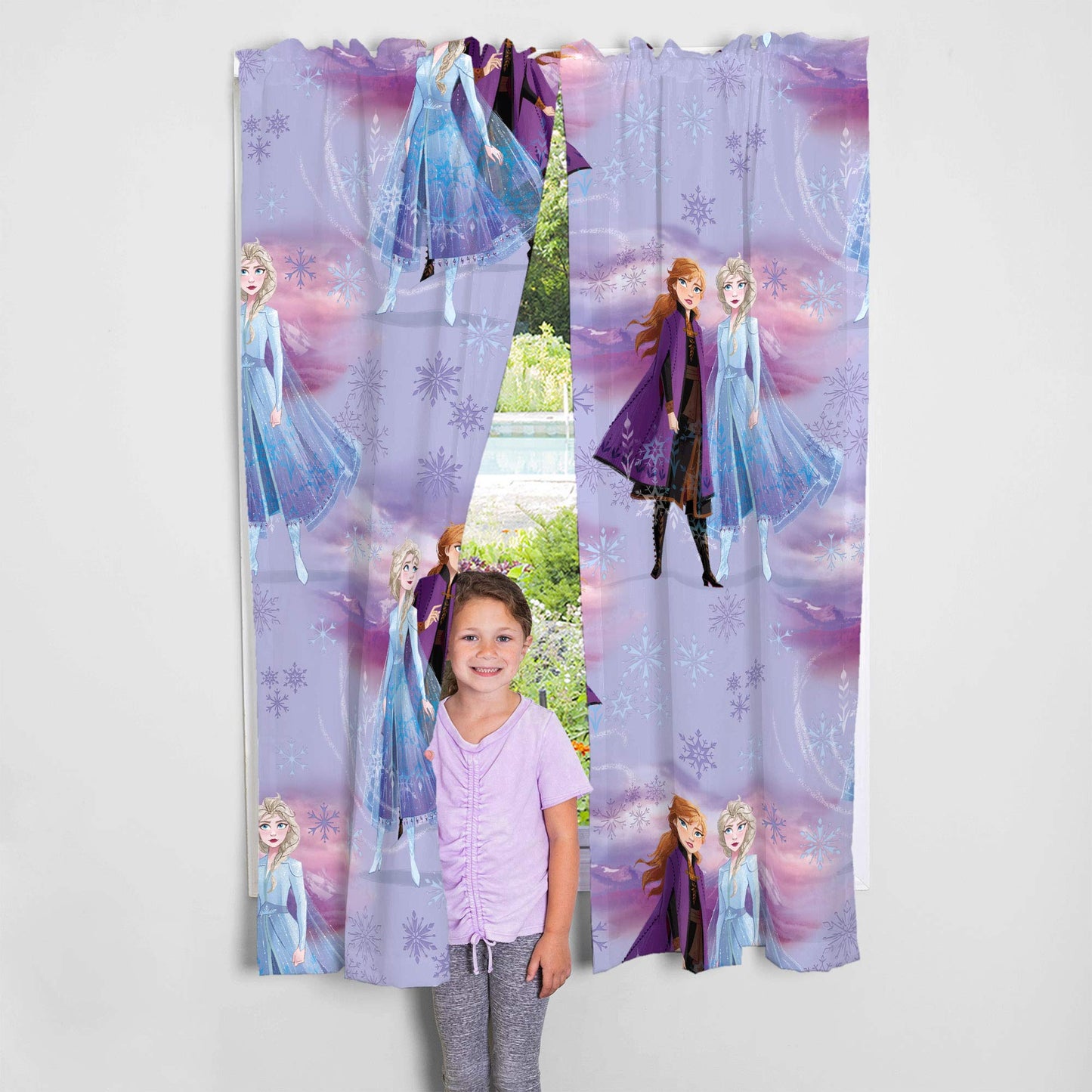 Disney Frozen 2 Kids Room Window Curtains Drapes Set, 82 in x 63 in, "Official" Disney Product By Franco