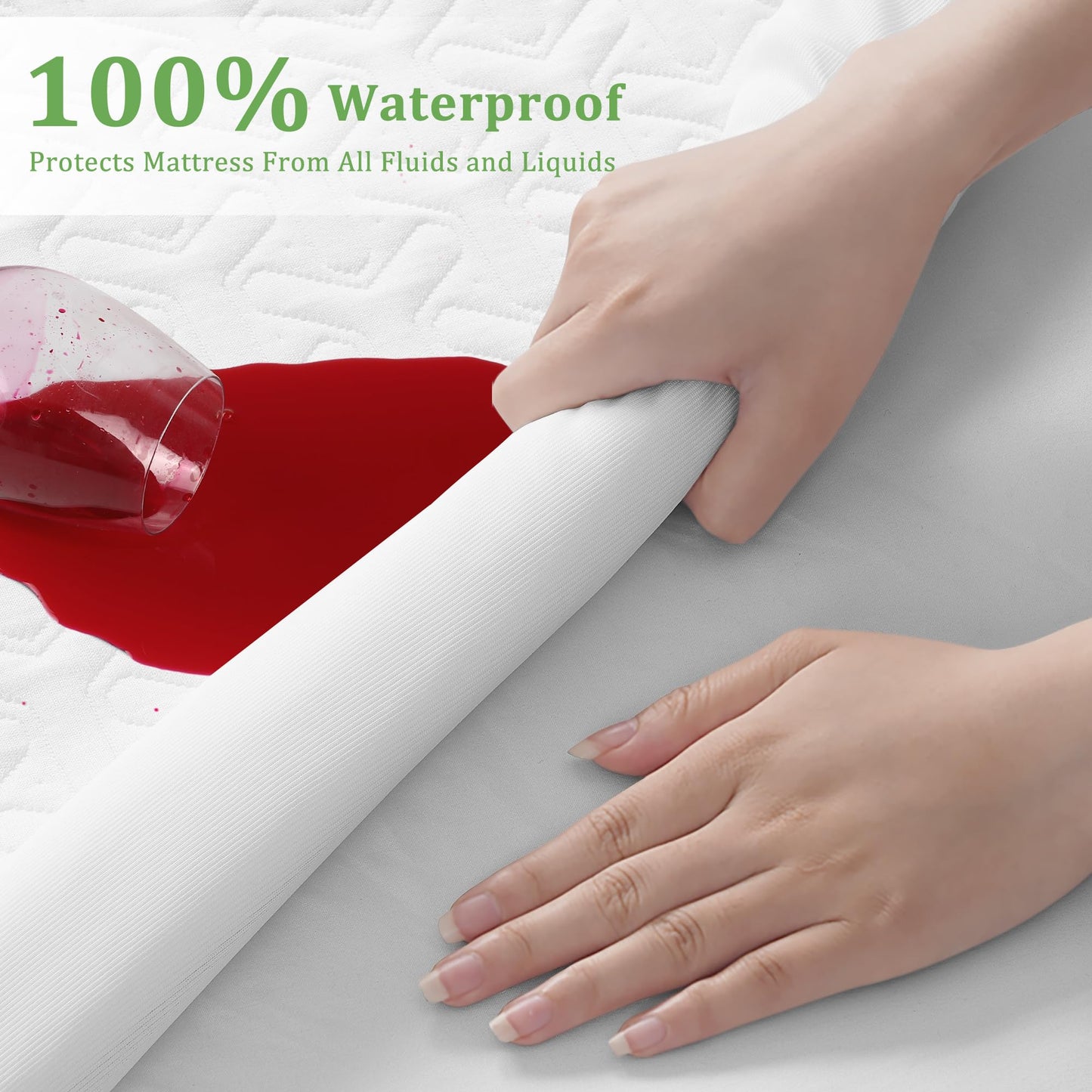 MERITLIFE Premium Waterproof King Size Mattress Protector Cooling 4D King Mattress Cover Breathable Deep Pocket Mattress Pad Machine Washable Noiseless Quiet (White,King 78"x80")