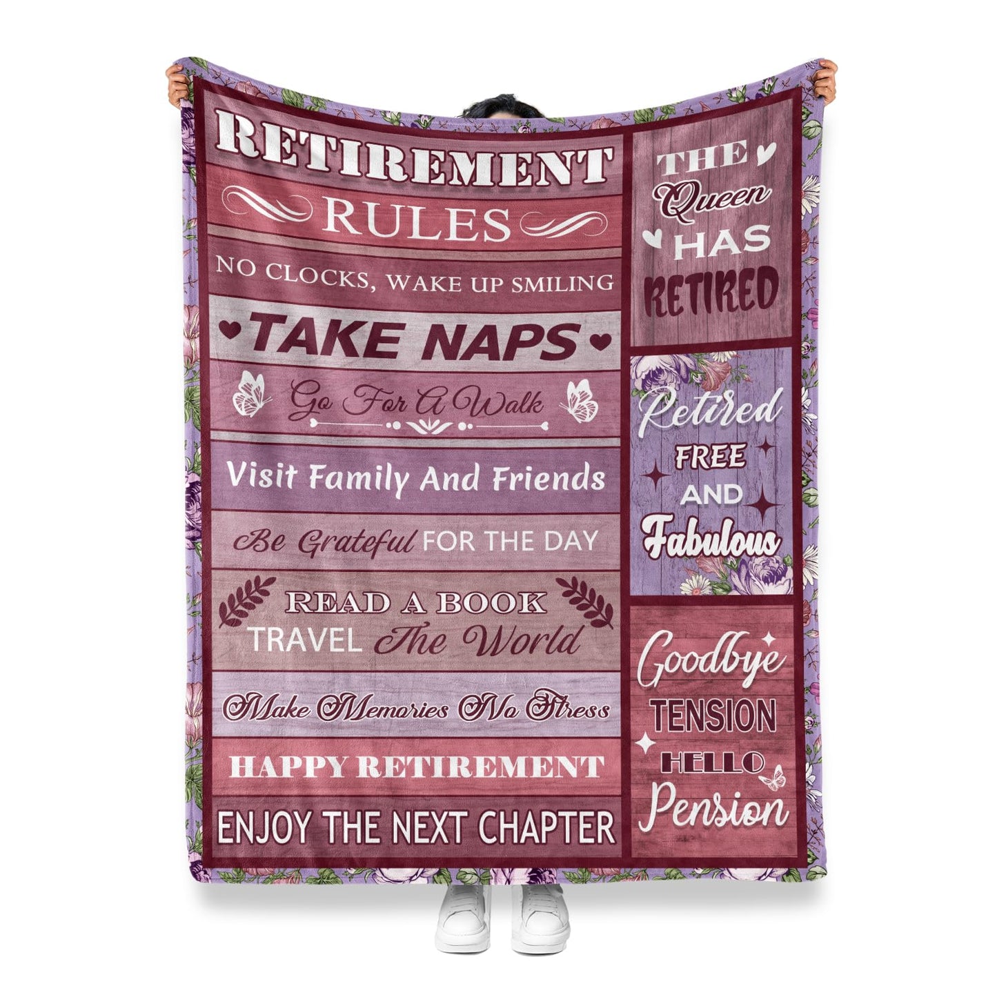 Levens Retirement Gift for Woman, Best Retirement Gifts for Women 2025, 60"x50" Happy Retirement Blanket Gifts for Teacher Mom Nurse Coworkers Friends, Retirement Party Decorations Throw Blanket