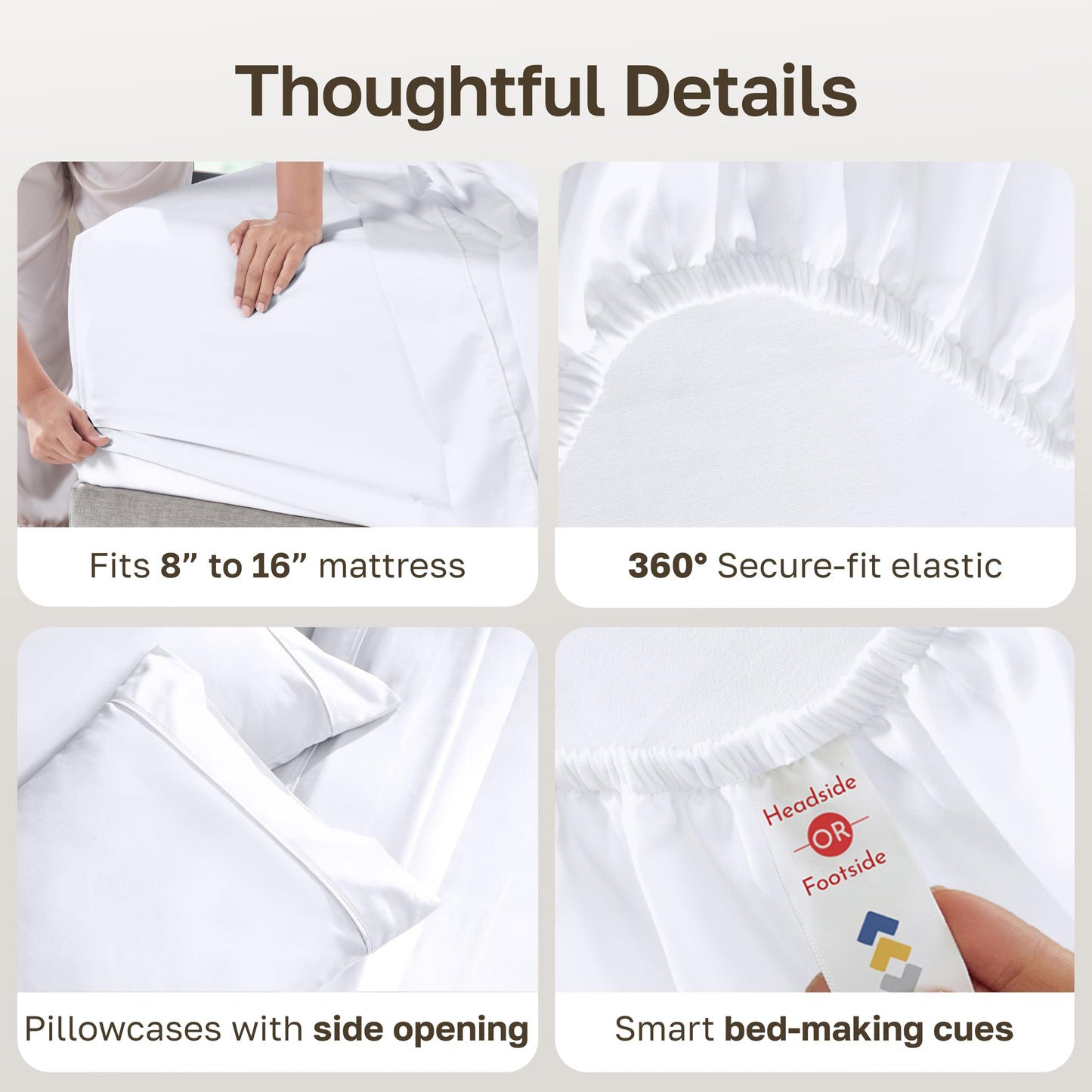 California Design Den Soft 100% Cotton Queen Sheet Set, 400 Thread Count Good Housekeeping Award Winner, Silky Smooth Sateen Weave with Deep Pockets, Breathable and Durable Cotton Bedding Set - White