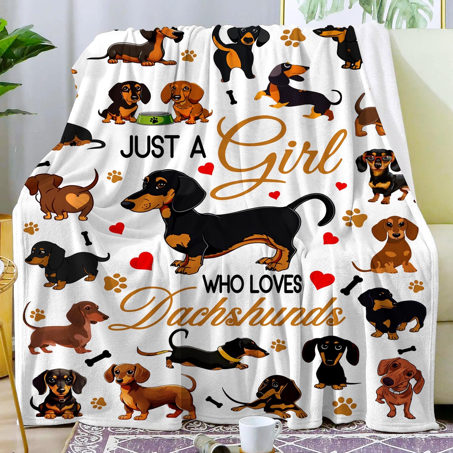 Dachshund Blanket Soft Cozy Flannel Dachshunds Throw Blanket Bedding Dachshund Lovers Funny Gifts for Girl Women Kids Adults 50"x40"