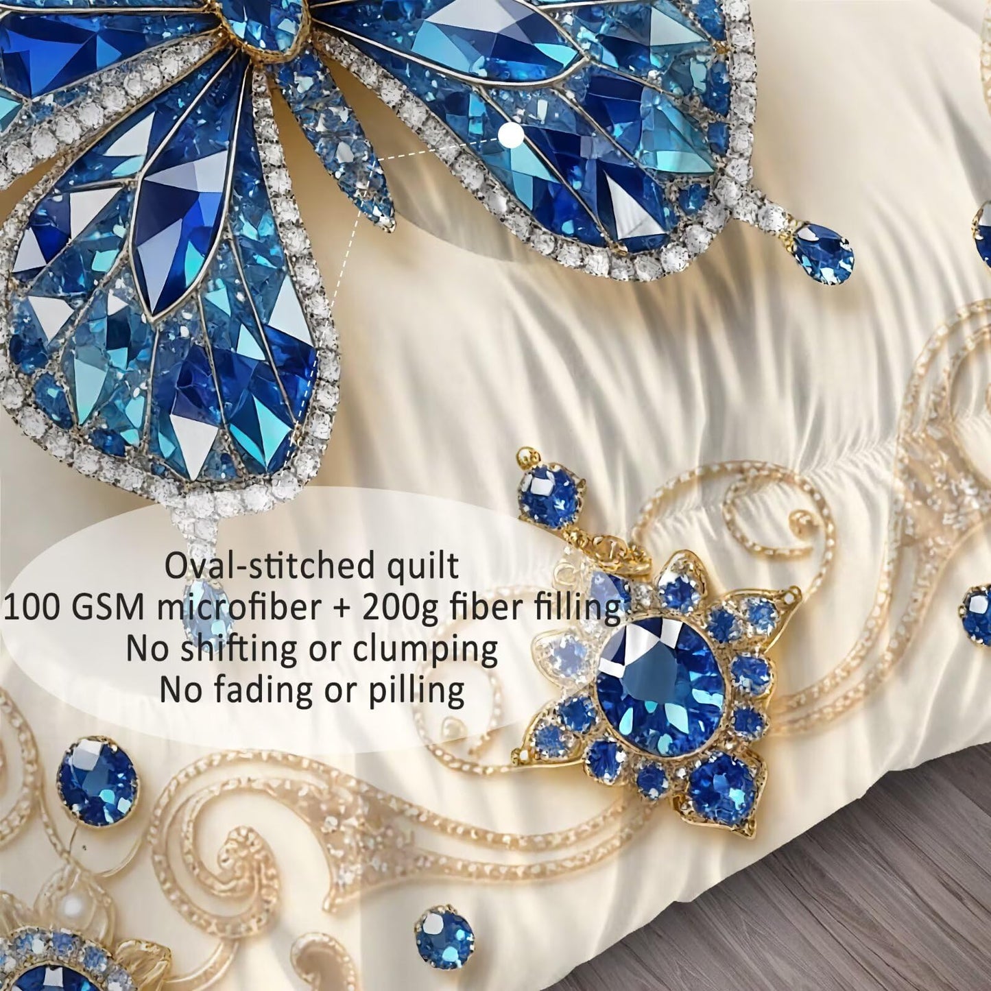 DJNEAR Butterfly Comforter Set Twin Size Blue Gold Bedding Sets for Girls Kids Teen Women Bedroom Diamond Butterflies Printed Quilt Room Decor 1 Comforter 1 Pillowcase