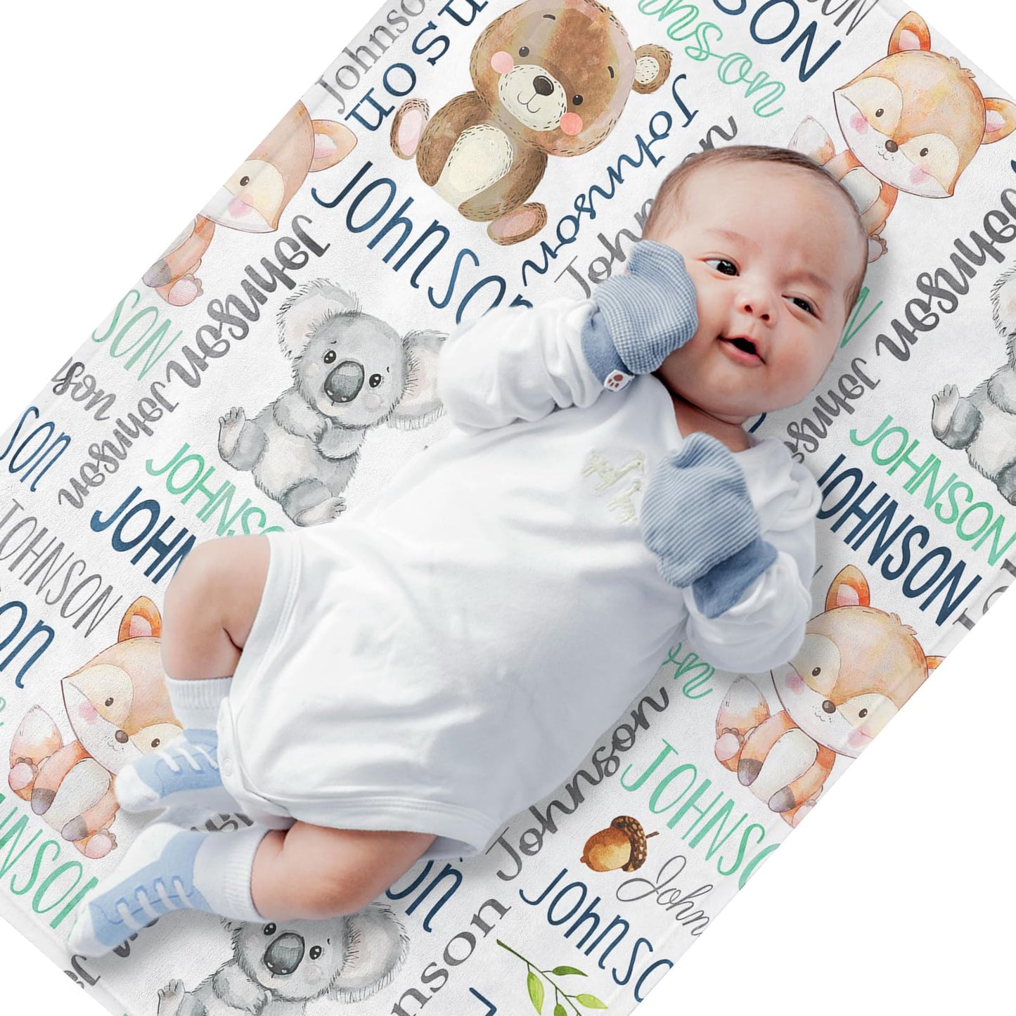 PUREFLY Personalized Baby Blanket - Custom Name Blanket for Girls & Boys, Super Soft Plush Fleece