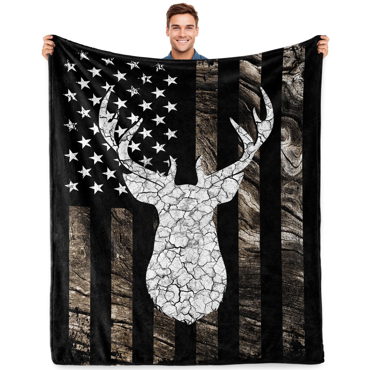 Deer Camo Hunting Gifts Blanket for Men Soft Throw Lightweight Warm Gifts Blanket for Hunters(50x60 Inch)