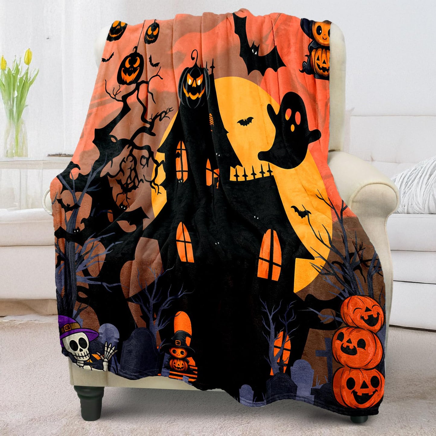 Cute Halloween Blankets for Kids/Adults, Spooky Blanket for Boy/Girls/Toddler, Throw Blanket for Couch 40"x 60"