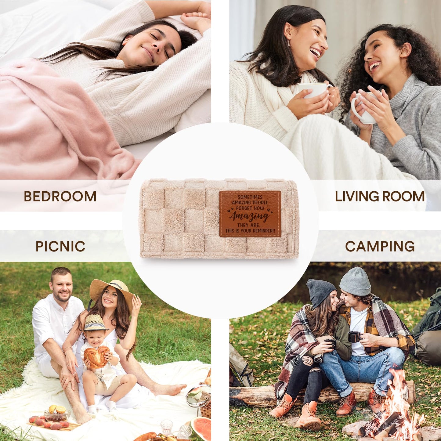 GoMelley Blanket Gifts for Women Men - You are Amazing Blanket - Birthday Gifts for Women Friendship, Thank You/Appreciation Presents, 3D Checkered Throw with Leather Label, 50”×60“