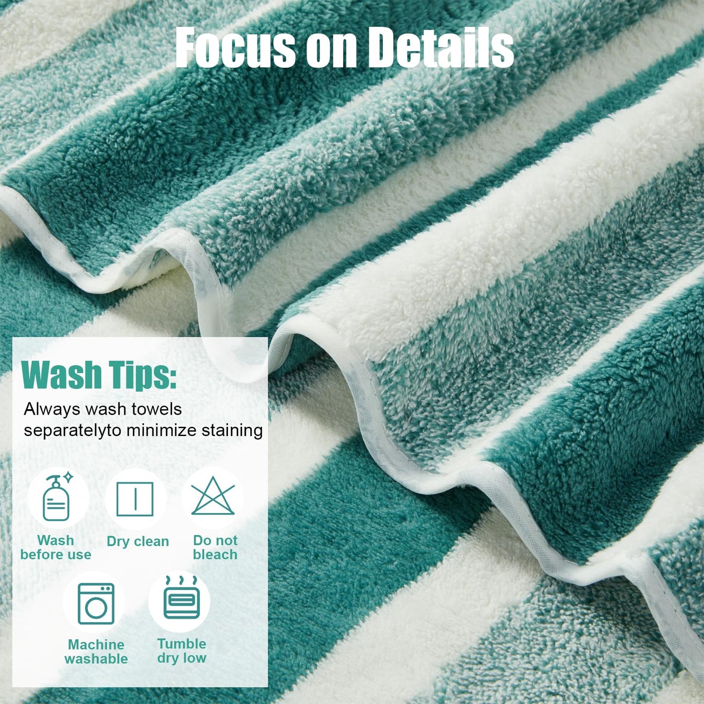 Newwiee 12 Pcs Stripe Bath Towel Sets Microfiber Bathroom Sheet Set Included 4 Highly Absorbent Soft Quick Dry Shower Bath Towels 4 Hand Towels 4 Washcloths for Bathroom, Hotel, Gym and Spa
