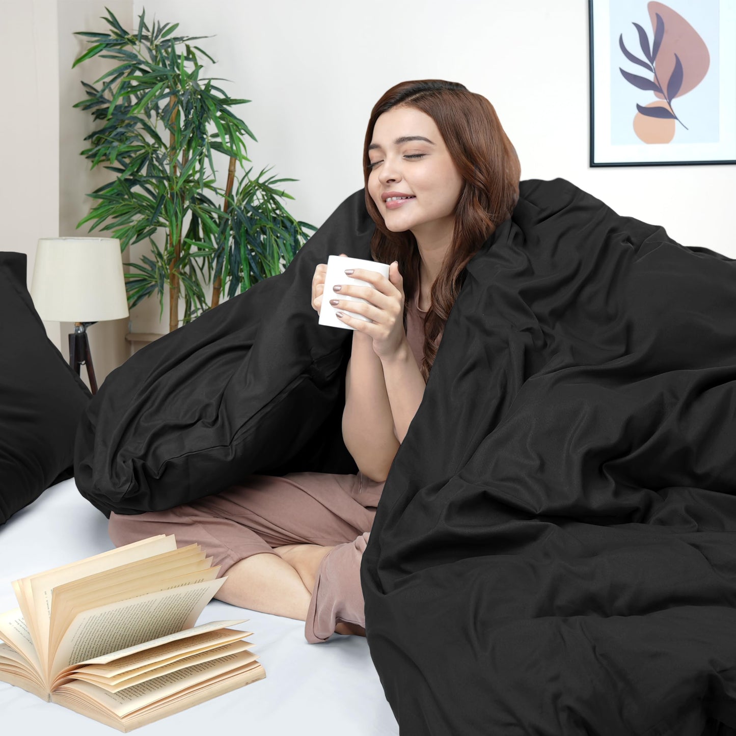 Utopia Bedding Duvet Cover Queen Size - 3 Piece with Zipper Closure - 1 Comforter Cover 90X90 Inches & 2 Pillow Shams 20X26 Inches (Black) Comforter Not Included
