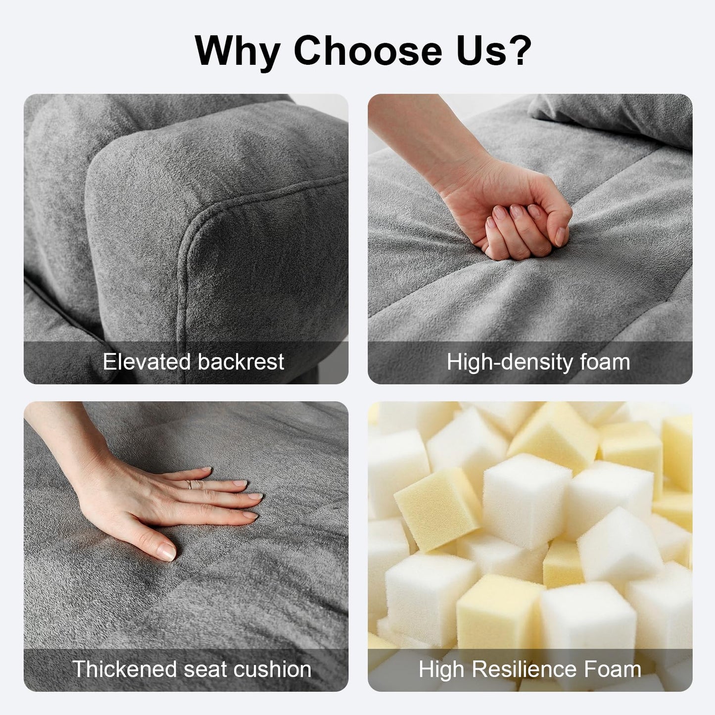Foldable Bean Bag Chair with Memory Foam - Oversized Chaise Lounge Sofa for Adults, Comfy 2-in-1 Convertible Floor Couch for Bedroom Reading & Gaming (Lava Ash)