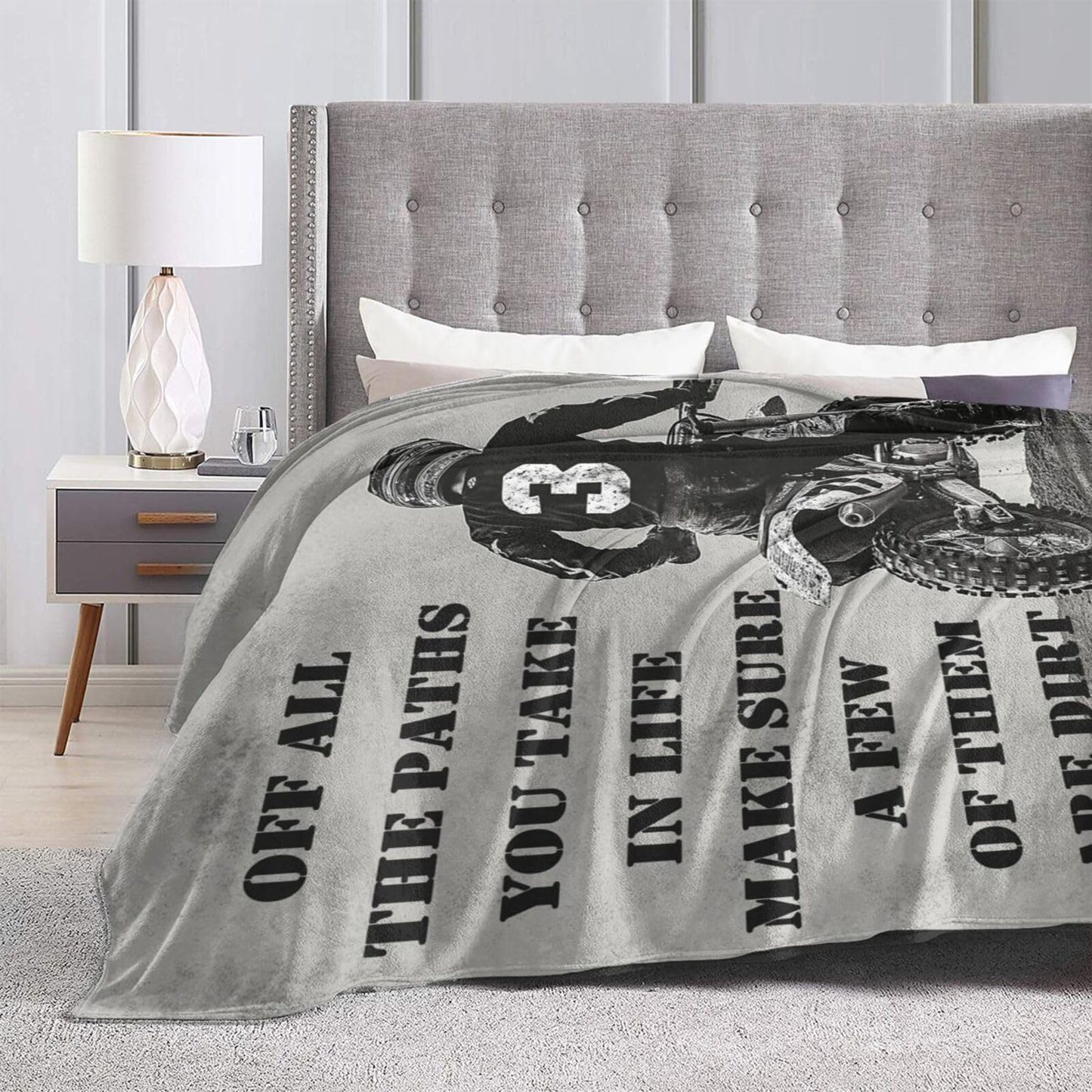 Dirt Bike Blanket Inspiring Motorbike Blankets Fleece Plush Flannel Super Soft Cozy Fuzzy Warm Lightweight Stuff Motorcycle Sports Decor Gifts for Boys Girls Kids Adults Men Women 40" x 50"