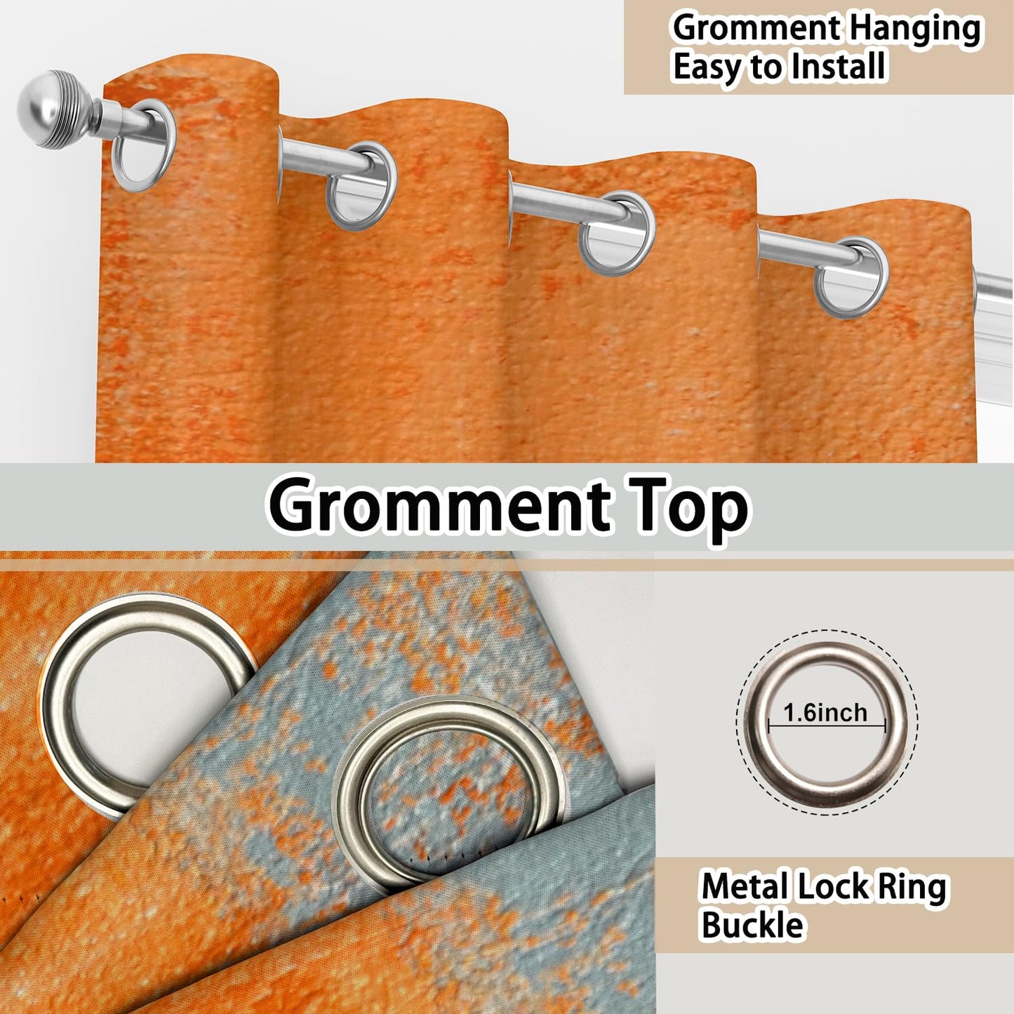 iTapnoom Abstract Orange Grey Blackout Curtains, Beige Aesthetic Art Painting Window Drapes Darkening Grommet Window Curtains for Living Room Bedroom Decor 2 Panels 52"x84" Inch