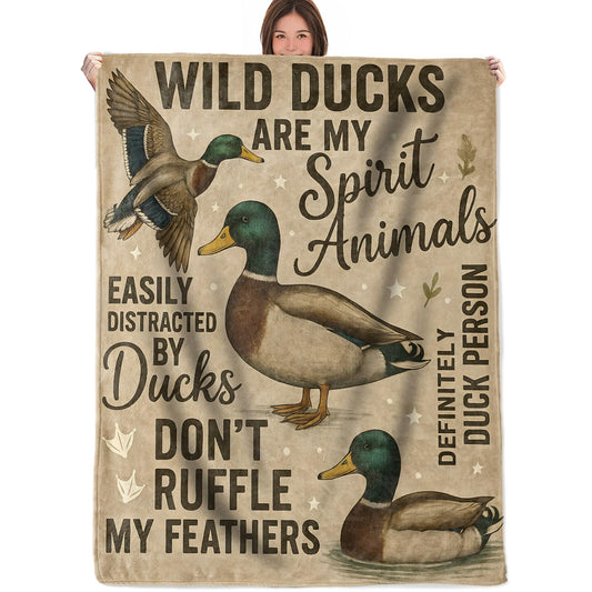 RQTWC Duck Throw Blanket Gifts for Boys Girls Kids Adults, Funny Wild Duck and Spirit Animal Theme Flannel Blankets for Travel Sofa Living Room Decor 50"X60"