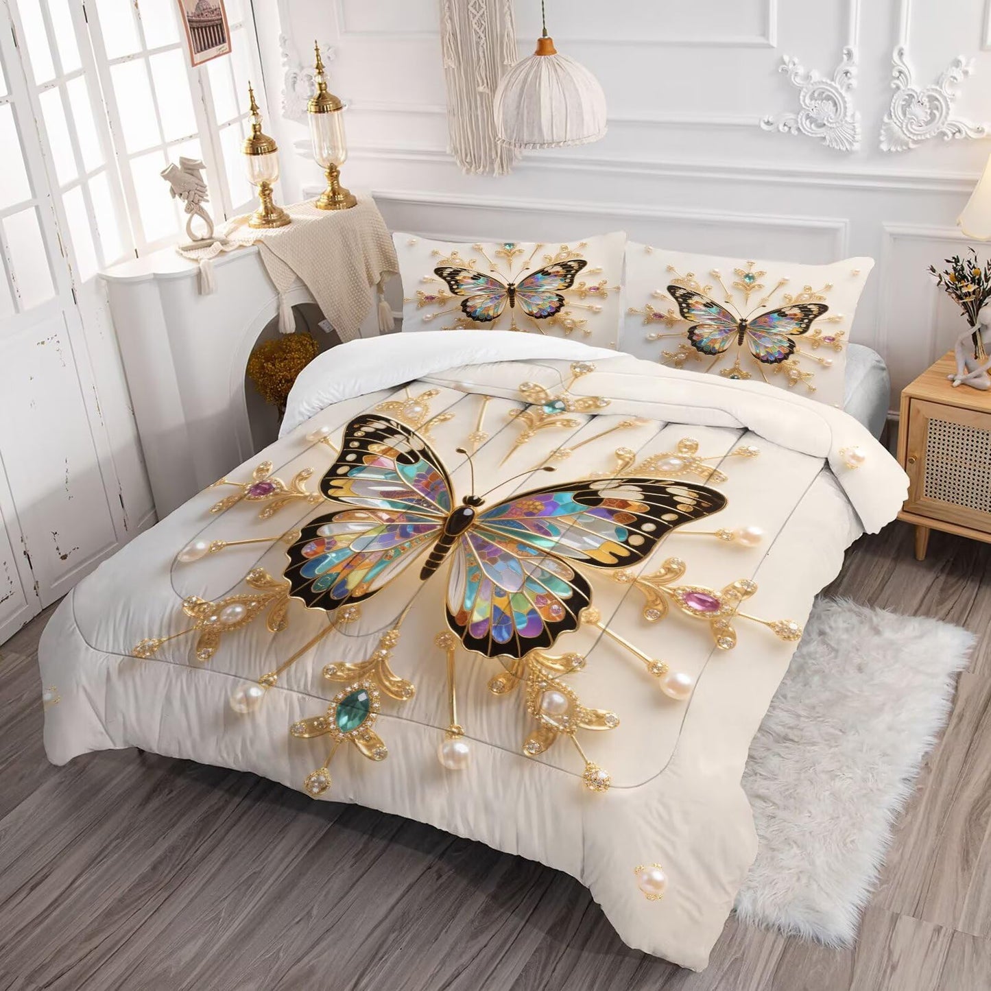 DJNEAR Black and Gold Butterfly Comforter Set Twin Size Animal Bedding Sets for Girls Kids Teen Women Bedroom Cute Diamond Butterflies Quilt Room Decor 1 Comforter 1 Pillowcase