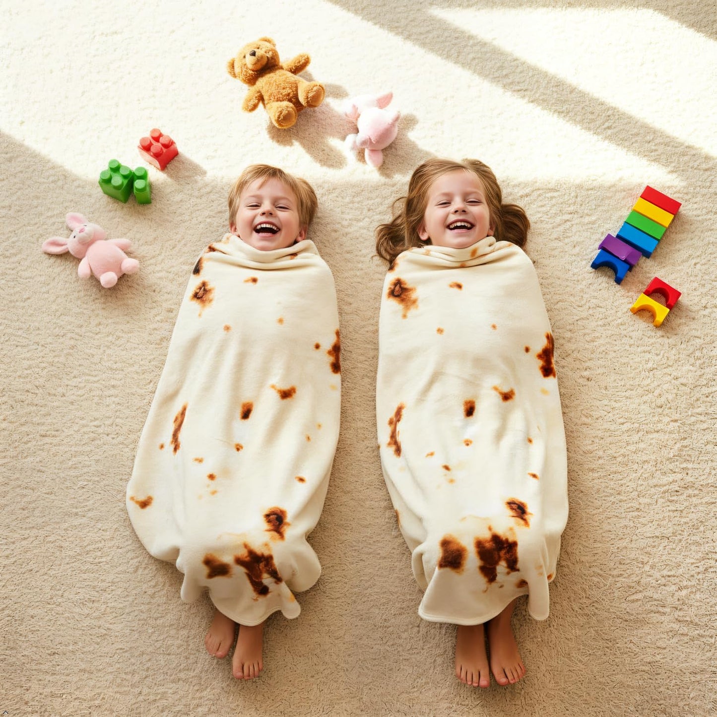 LetsFunny Burrito Tortilla Throw Blankets for Adults Teen Kids, Double Sided Tortilla Taco Wrap Blankets, Novelty Realistic Flannel Food Round Blankets, Unique Funny Gift for Girl Women 47in