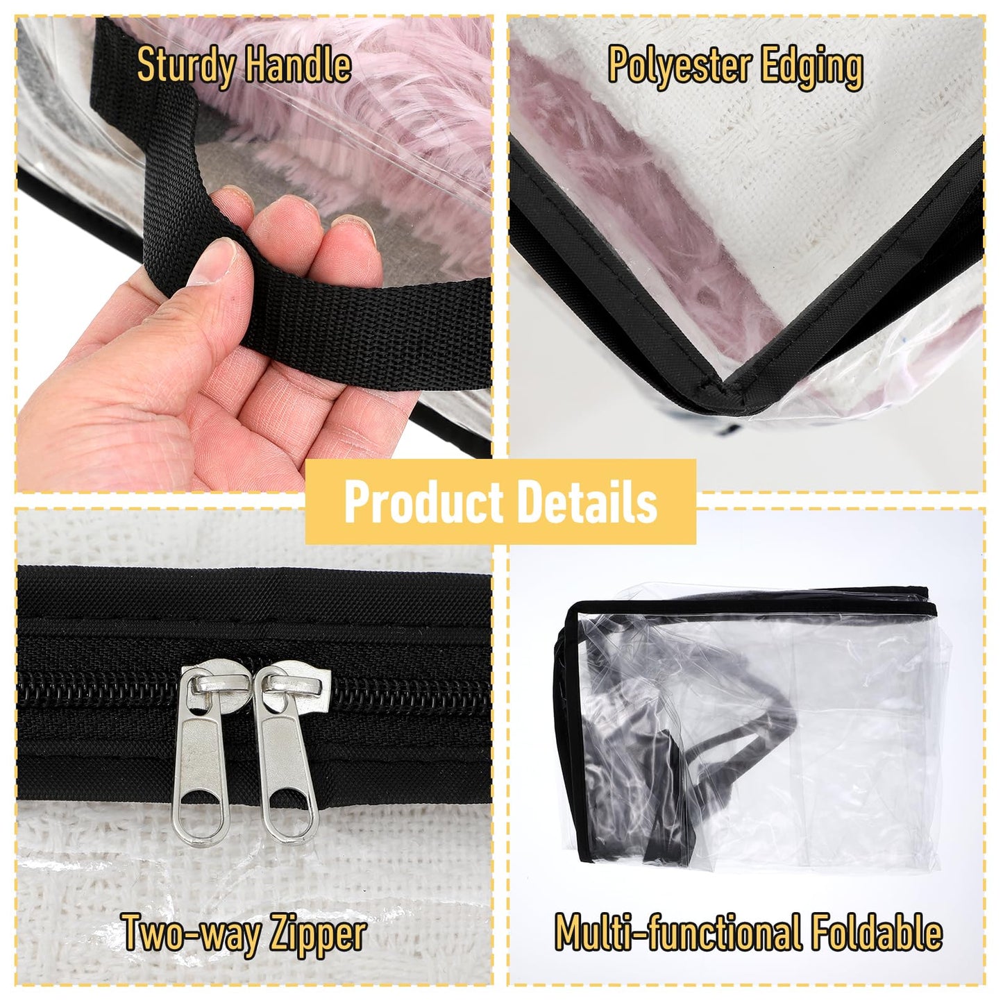 6Pcs Clear Blanket Storage Bags with Zipper, Plastic Storage Bags for Closet Clothes Comforter Toys Sweaters Bedding, Bed Sheet Organizers (35L, 9.5 Gallons)