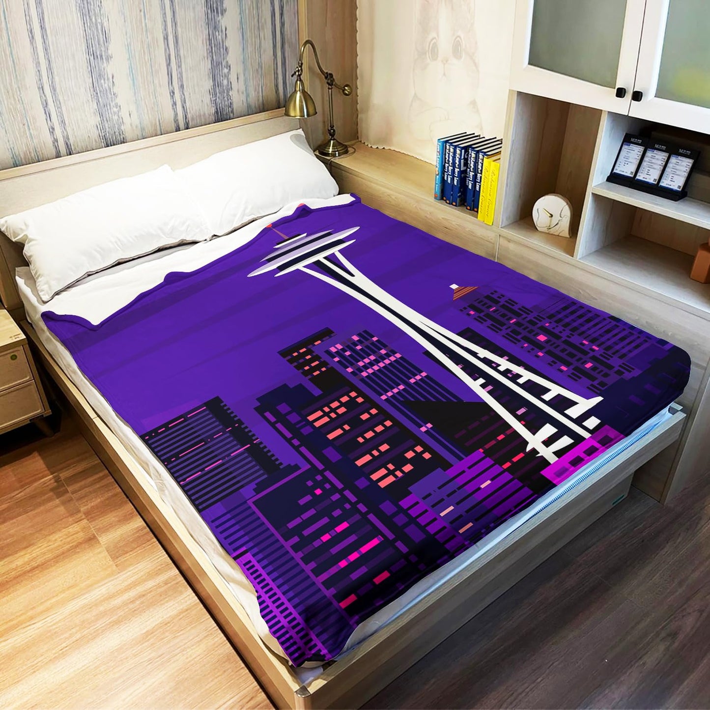 HommomH Seattle Space Needle Blanket, Soft Cozy Lightweight Fleece Throw Blankets for Couch Sofa Bed, 40 x 50 Inches
