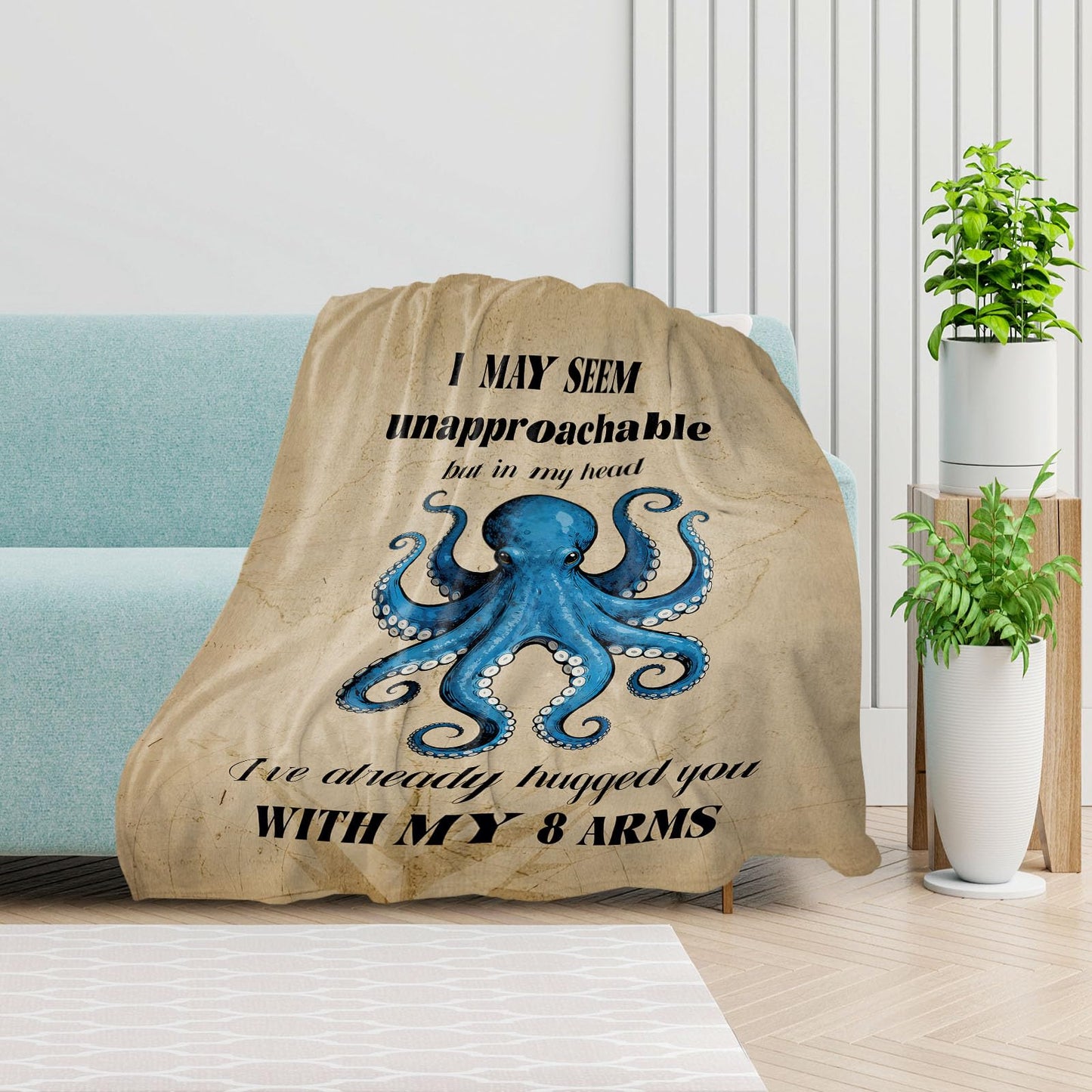 keepitcozi Funny Octopus Gifts Blanket for Adult Kids, Unique Best Friend Birthday for Women Men, Gag Gift, Relaxation Stress Relief Gifts for Cowoker, Quirky Home Decor for Octopus Lovers 50"x60"