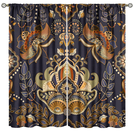 AuiMzoo Bohemian Printed Curtains, Tribal Abstract Floral and Botanical Pattern Window Treatments, Blackout Curtains for Bedrooms, Living Rooms, Kitchens Offices42X45 Inch