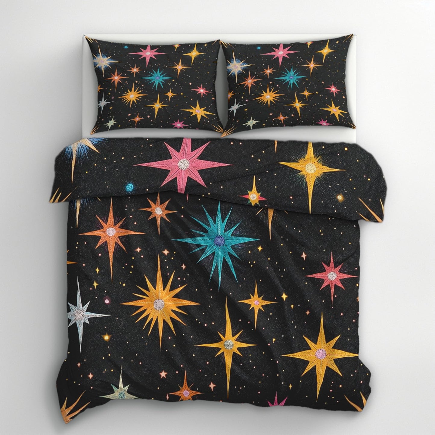 zcwl Atomic Duvet Cover Queen Size | Mid Century Modern Bedding Set | 3 Piece | Soft Microfiber Patterned Comforter Cover with Zipper Ties & 2 Pillowcases | 50S Retro Abstract Bedroom Decor