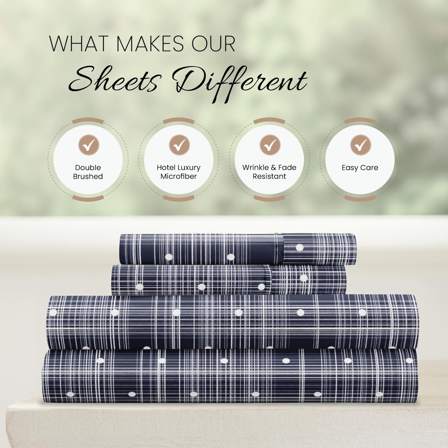 Linen Market 4 Piece Full Bedding Sheet Set (Navy Polka) - Sleep Better Than Ever with These Ultra-Soft & Cooling Bed Sheets for Your Full Size Bed - Deep Pocket Fits 16" Mattress