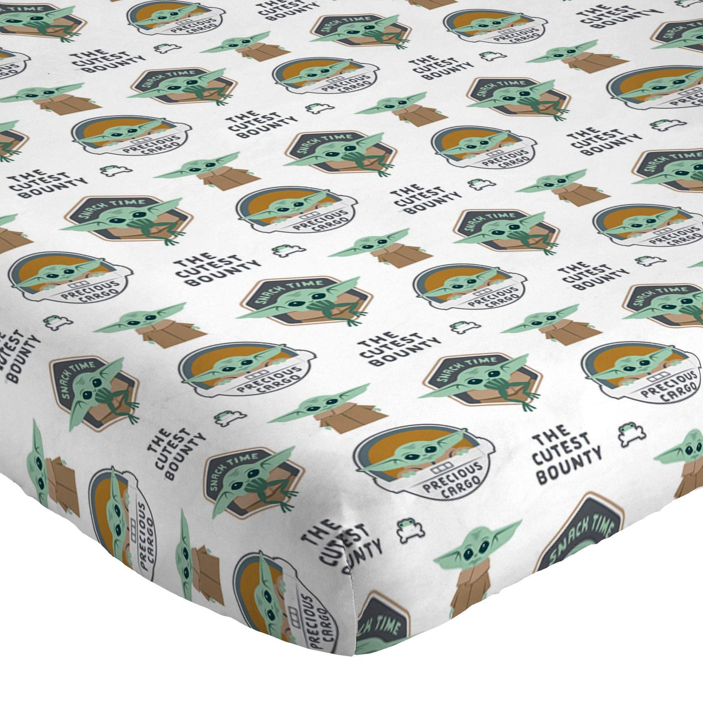 Jay Franco Kids Sheet Cartoon Set with Fitted, Flat Sheets & Pillow Cover - Ultra-Soft Bedding with Pillowcase for Room Decor, White - Star Wars Mandalorian, 4 Piece Queen