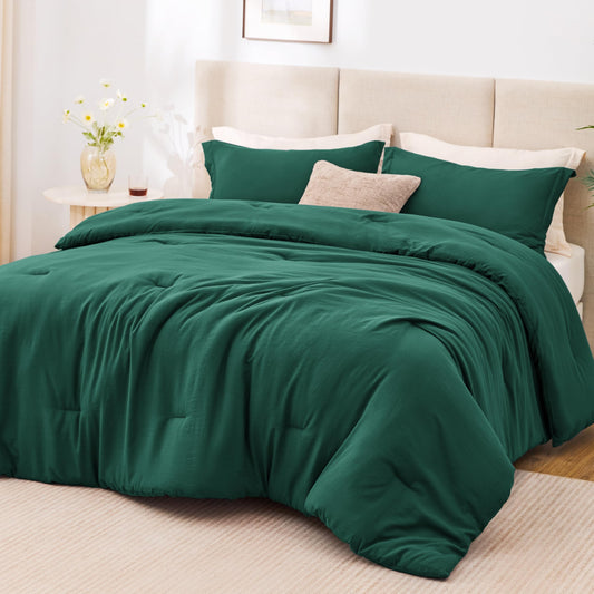 Love's cabin Dark Green Twin/Twin XL Comforter Set, 2-Piece Prewashed Bed Set with 1 Comforter (66 x 90 in) & 1 Pillowcase, Lightweight & Breathable for All Seasons
