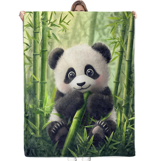 Bidesk Cute Panda Blanket Soft Cozy Throw Blanket for Adults Women Kids - Warm Yet Lightweight Flannel Blankets for Travel, Couch, Bed, Fuzzy Outdoor Comfort Wrap 60"×50"
