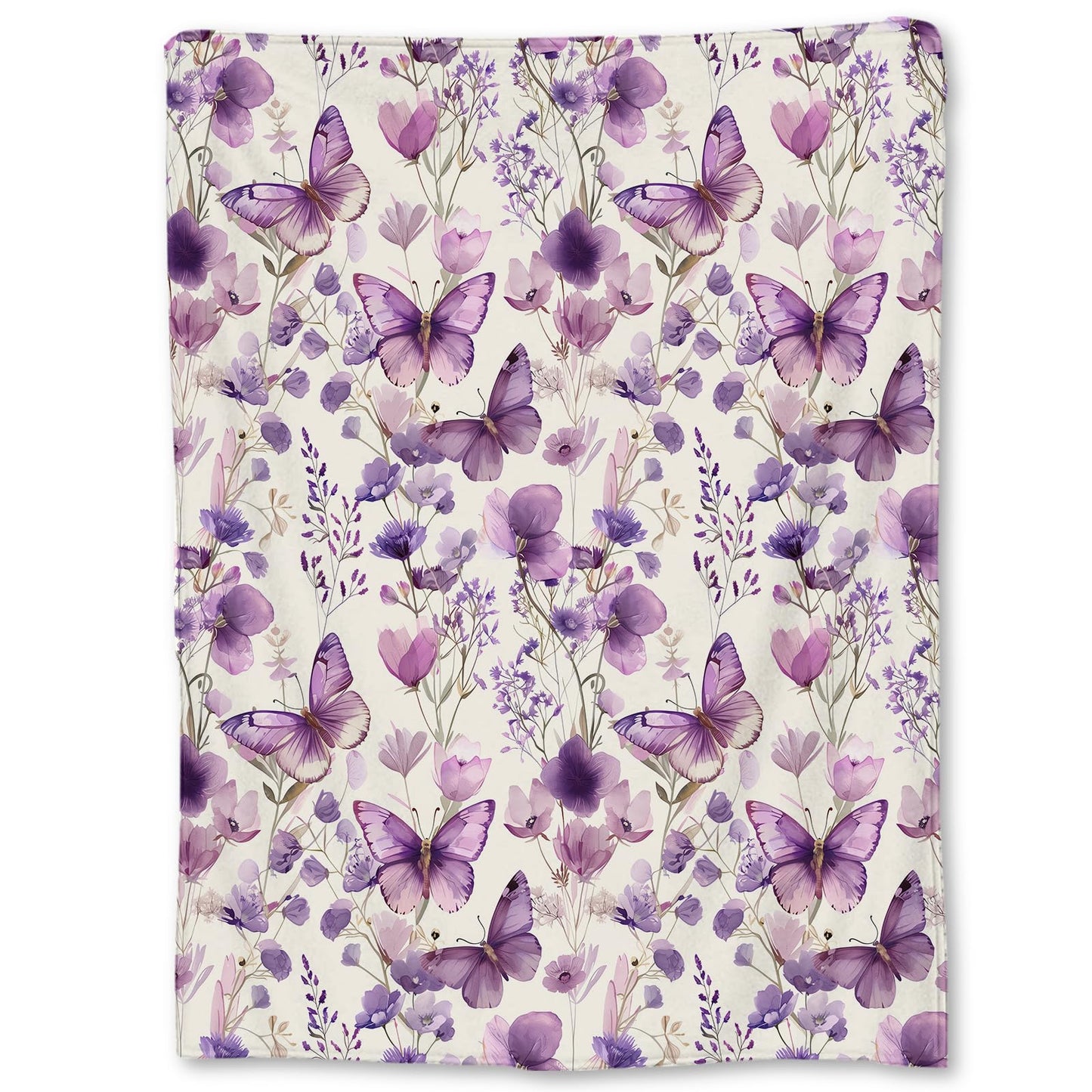 Ti Caldi Elegant Purple Butterfly and Floral Blanket, Soft Flannel Throw Blanket for Couch, Bed, Travel, Living Room & Home Decor, Lightweight Cozy Warm Fuzzy Blankets for Adults Women Girls 60×50 in