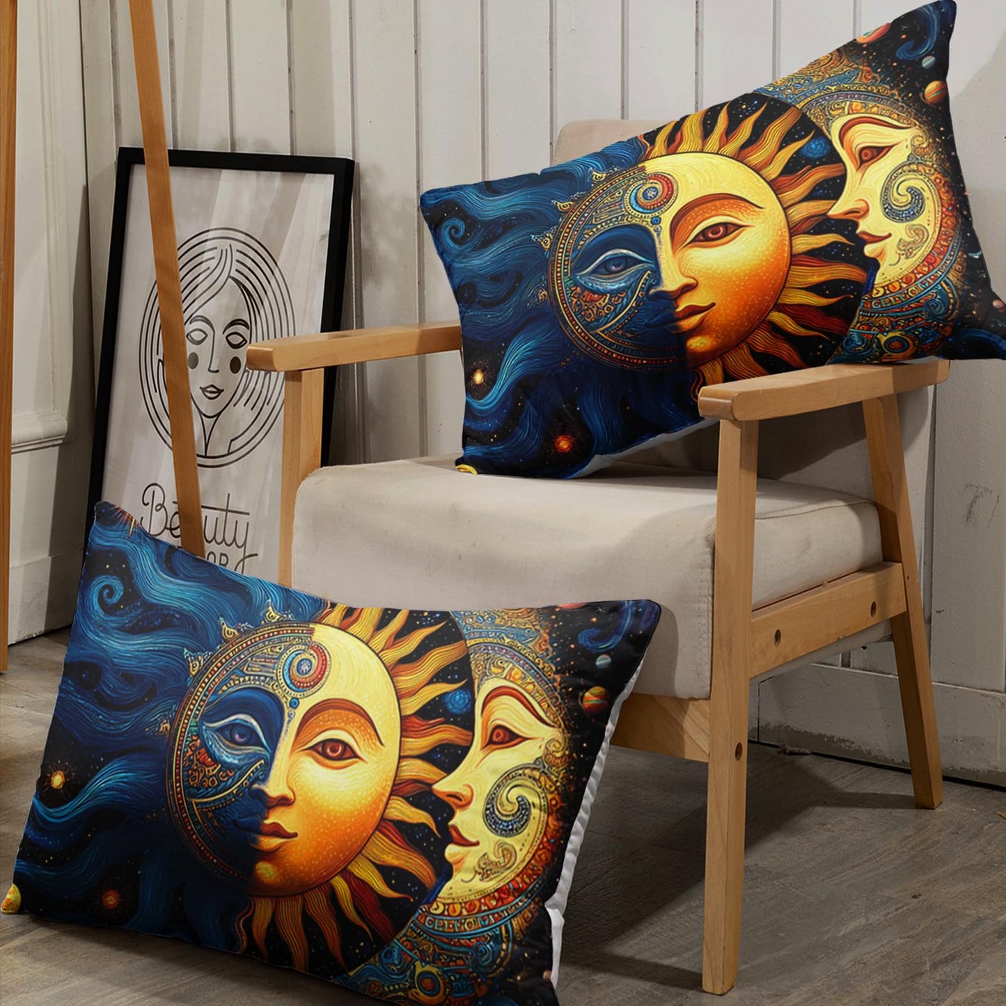 AILONEN Boho Sun and Moon Sheet Set,Celestial Galaxy Starry Space Kids Bedding Twin XL Size, All-Season Soft Microfiber Mandala Exotic Black Bed Sheets,3-Piece,1 Fitted Sheet + 1 Pillow Case