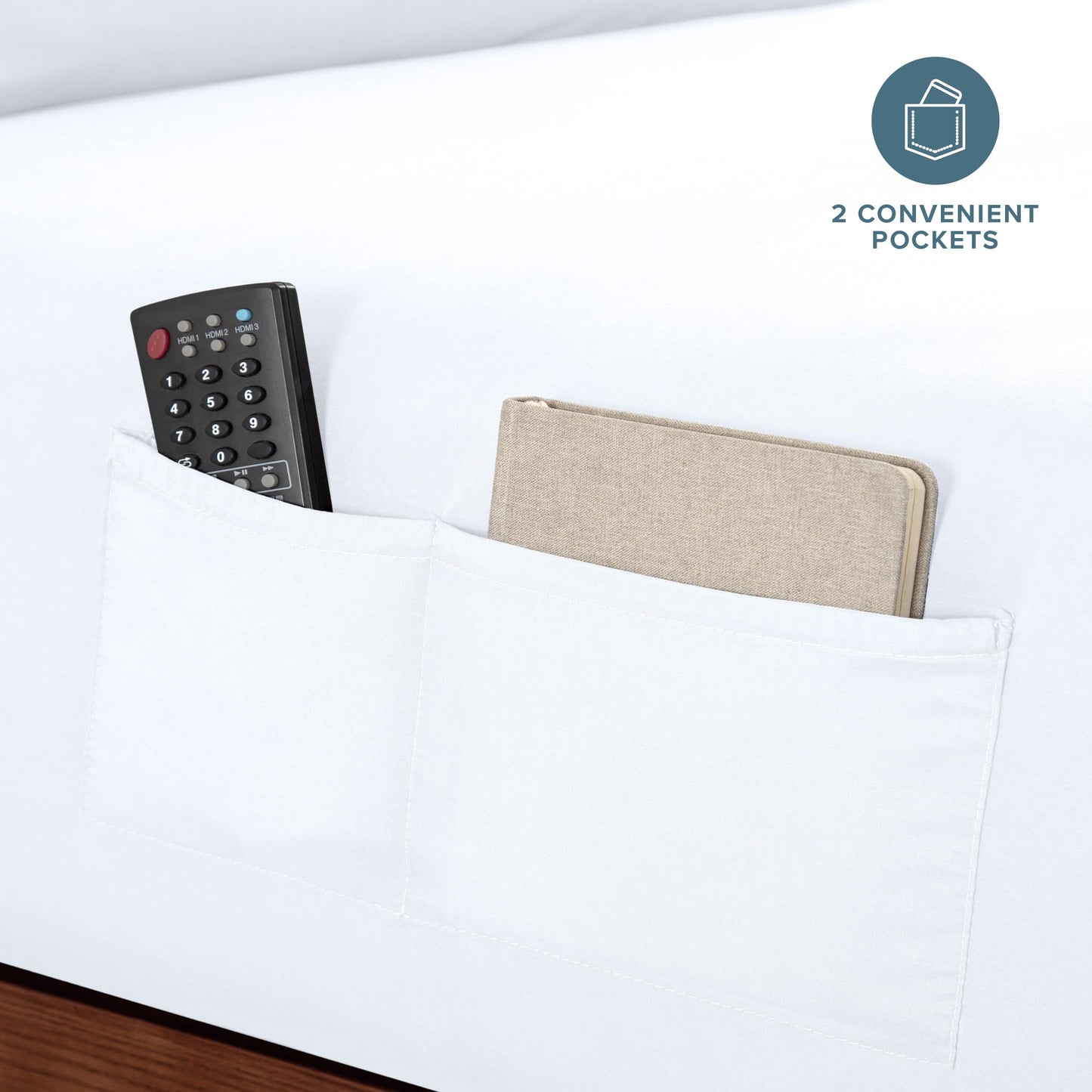 Bare Home Full Sheet Set Storage Pocket - 1800 Ultra-Soft Microfiber Bed Sheets - Double Brushed - Deep Pocket - Bedding Sheets & Pillowcases (Full, White)
