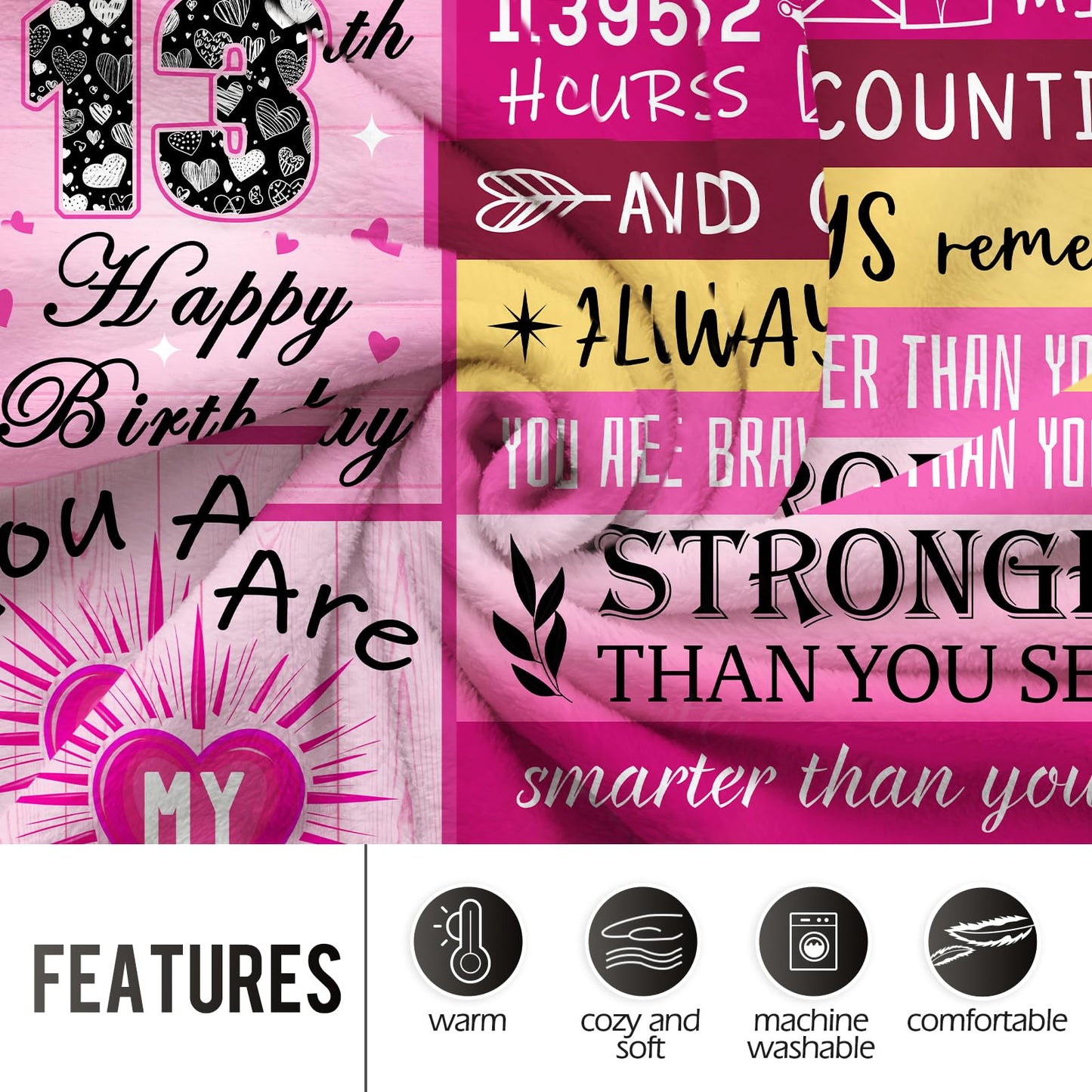 Levens Sweet 13 Gifts for Girls Boys, 13th Birthday Gifts for Girls, 13 Year Old Girl Birthday Gift Ideas, 16th Birthday Decorations, Happy 13th Birthday Presents for 13 Year Old Blanket 60"x50"