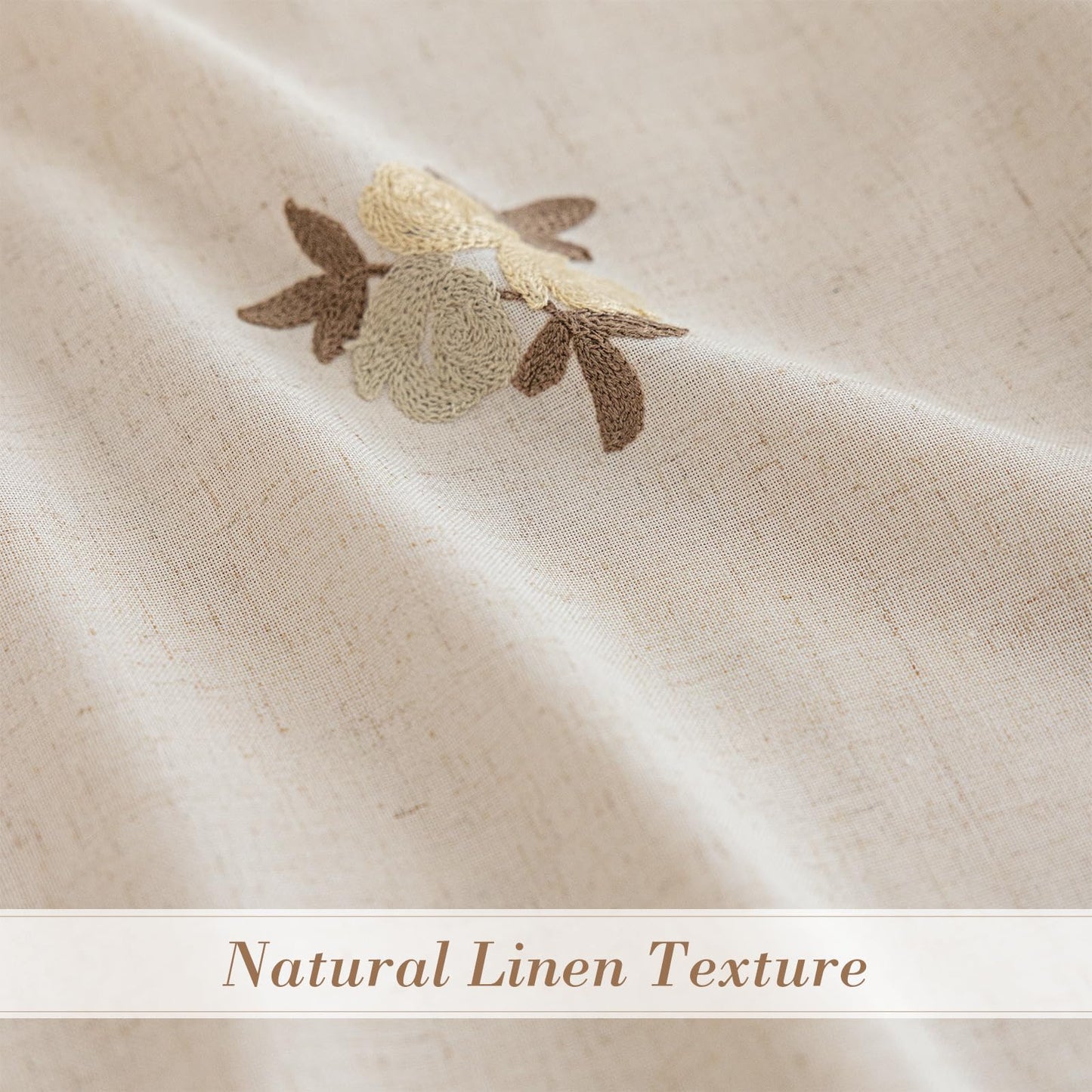 Cream Linen Tablecloth Rectangle 60 x 84 Inch Brown Floral Pattern Embroidered Table Cloth with Tassel Heavy Duty Neutral Vintage Farmhouse Thick Faux Burlap Table Cover for Dining Party Holiday