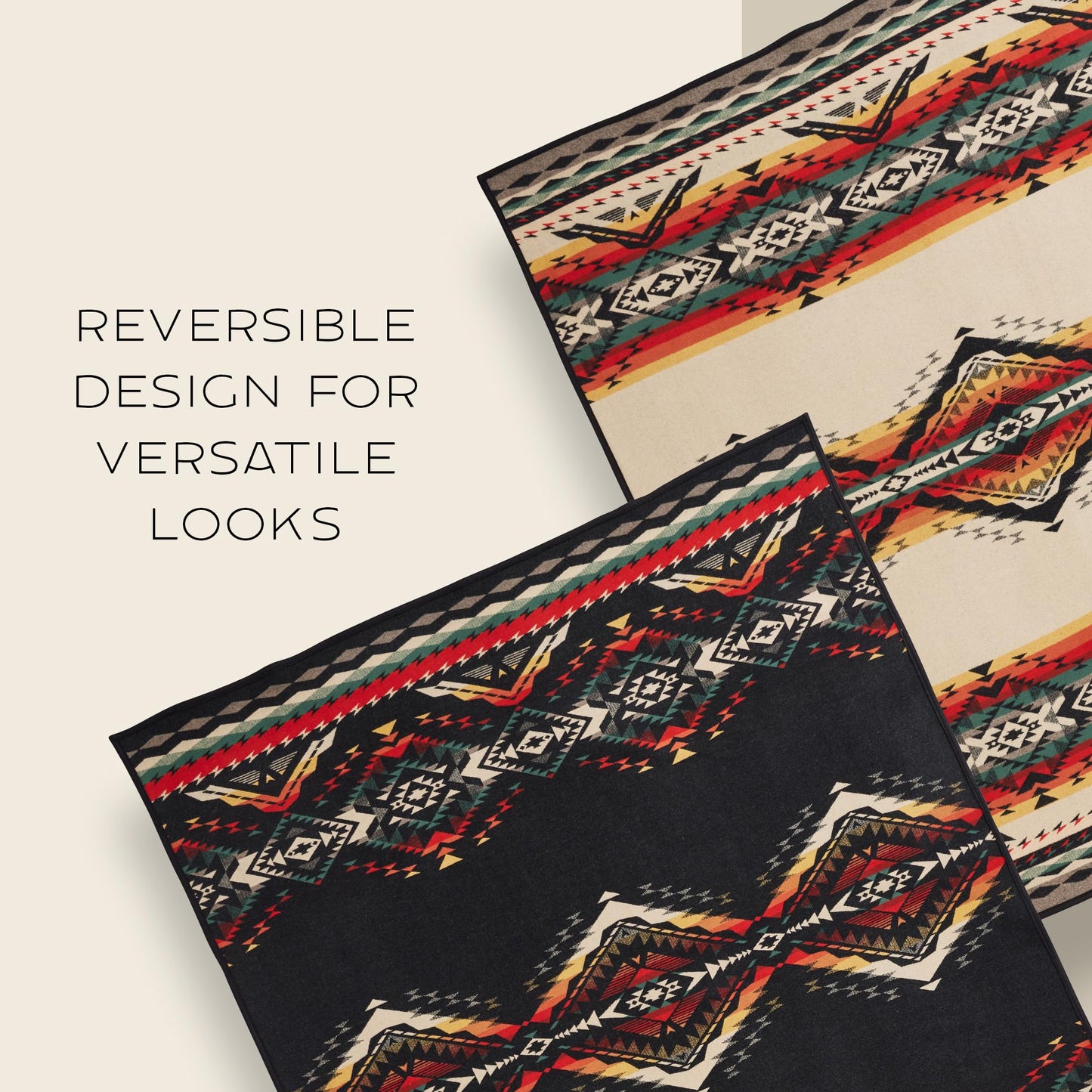 Pendleton Jacquard Unnapped Twin Blanket 64" x 80" - Heirloom Quality Virgin Wool, Reversible, Reinforced Ultrasuede Binding, Made in USA - Bridger Creek